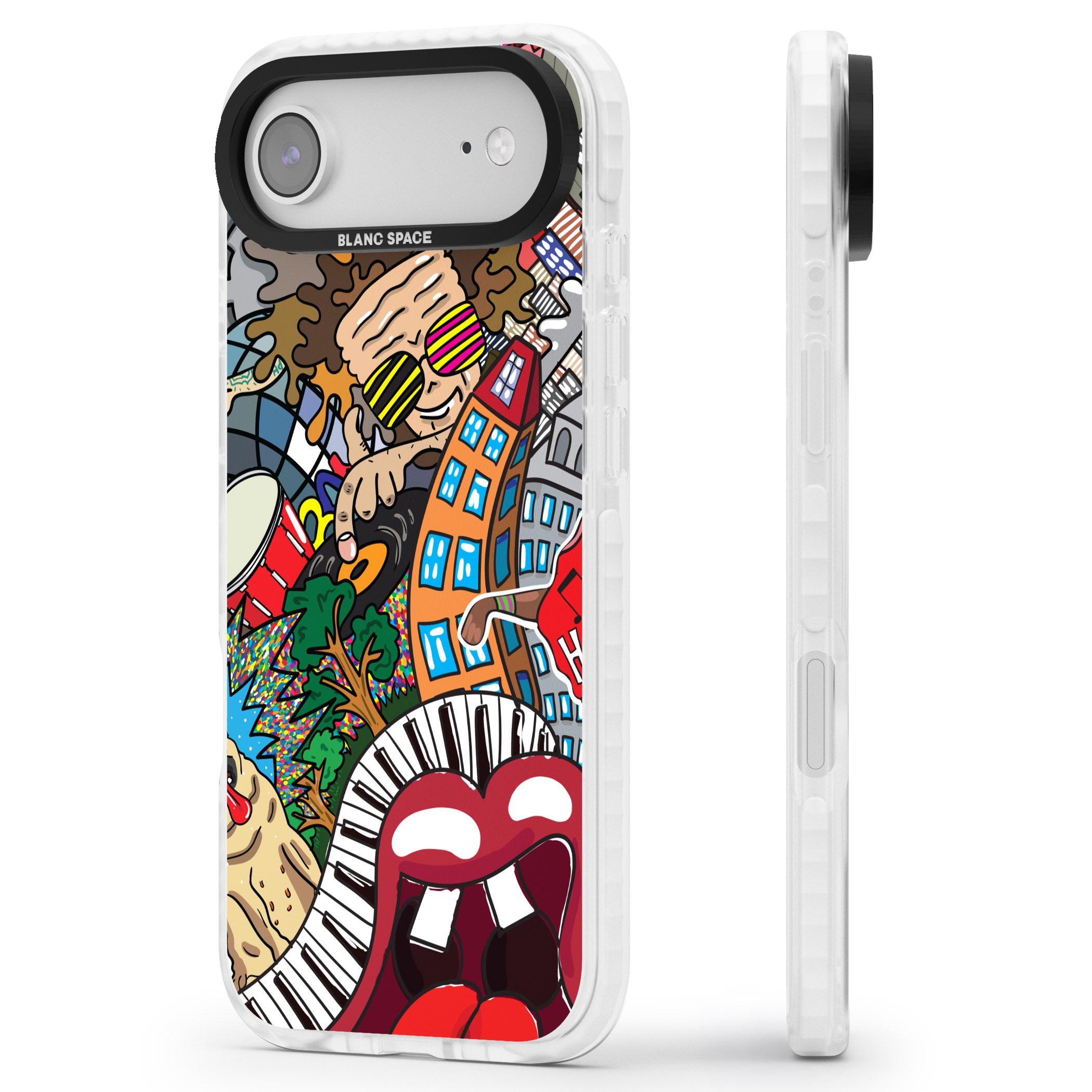 Funky Music City iPhone 17 Air Impact Pro Clear Phone Case Side Profile