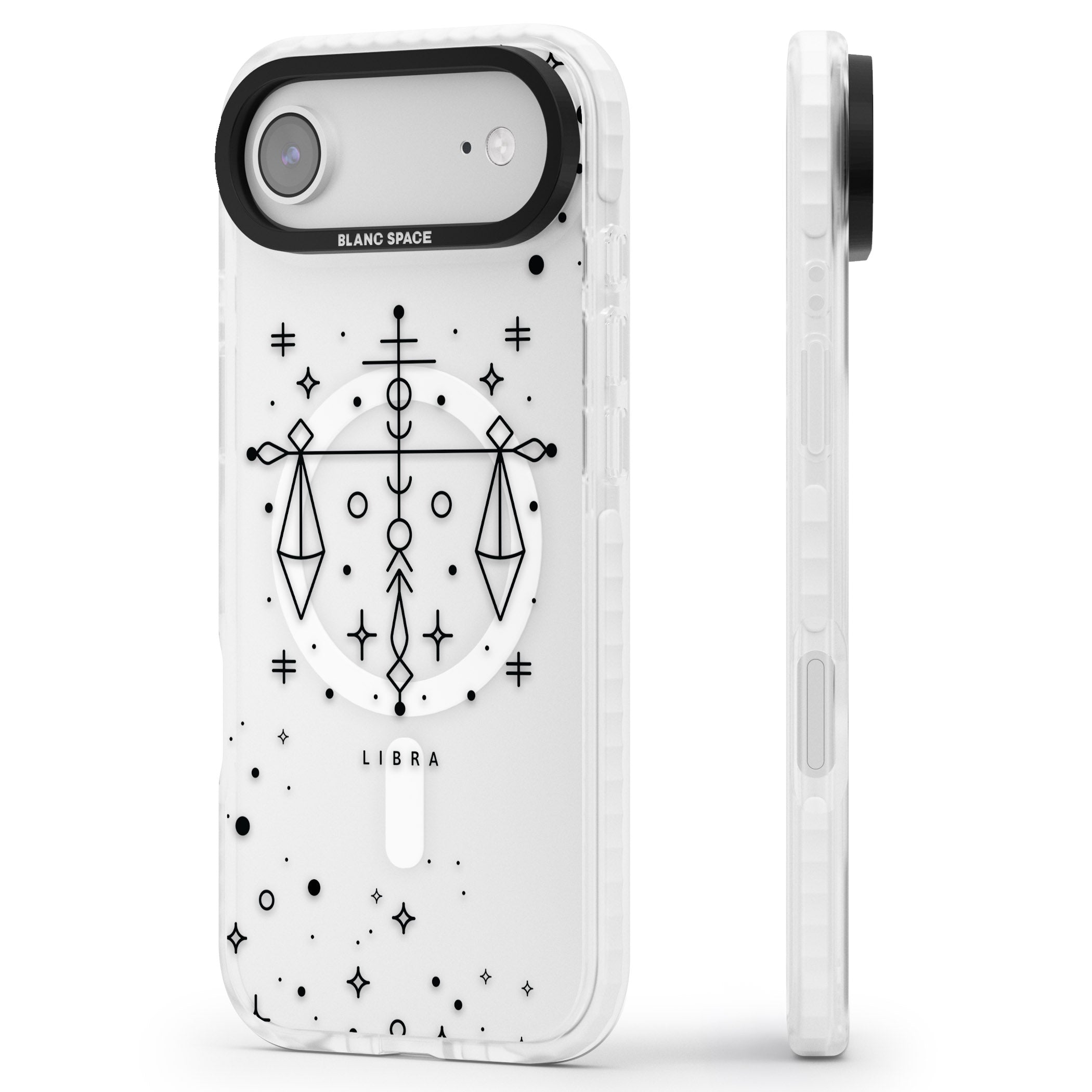 Libra Abstract Zodiac iPhone 17 Air Impact Pro Clear Phone Case Side Profile