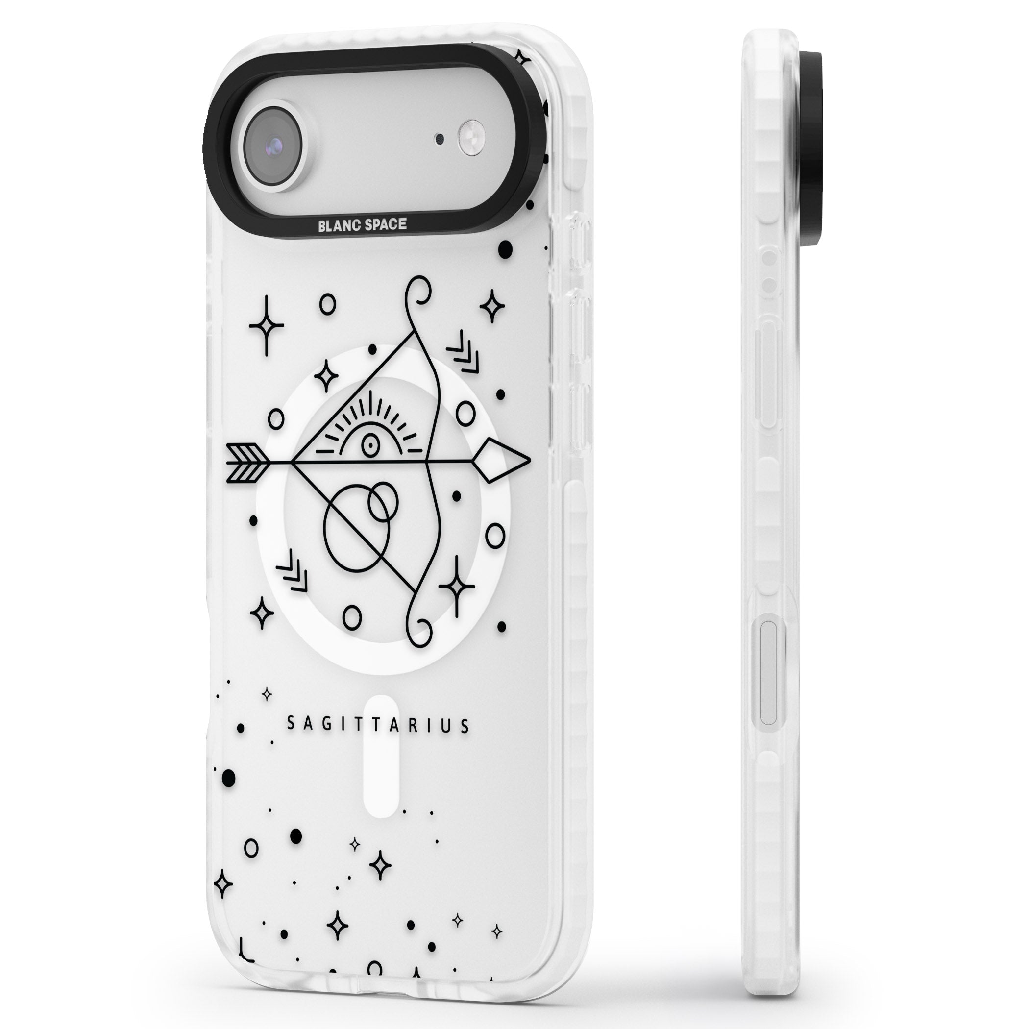 Sagittarius Arcane iPhone 17 Air Impact Pro Clear Phone Case Side Profile