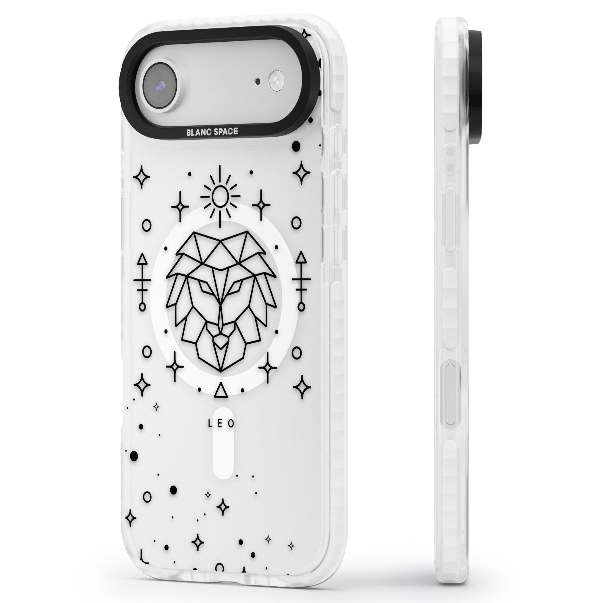 Leo Zodiac iPhone 17 Air Impact Pro Clear Phone Case Side Profile