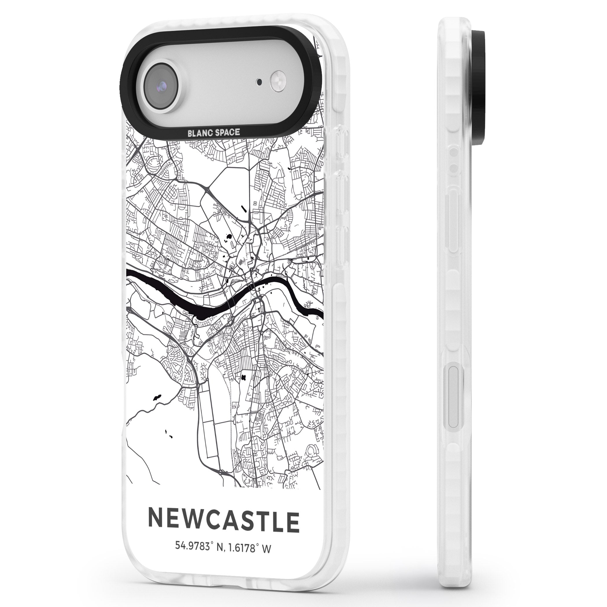 Newcastle City Map iPhone 17 Air Impact Clear Phone Case Side Profile
