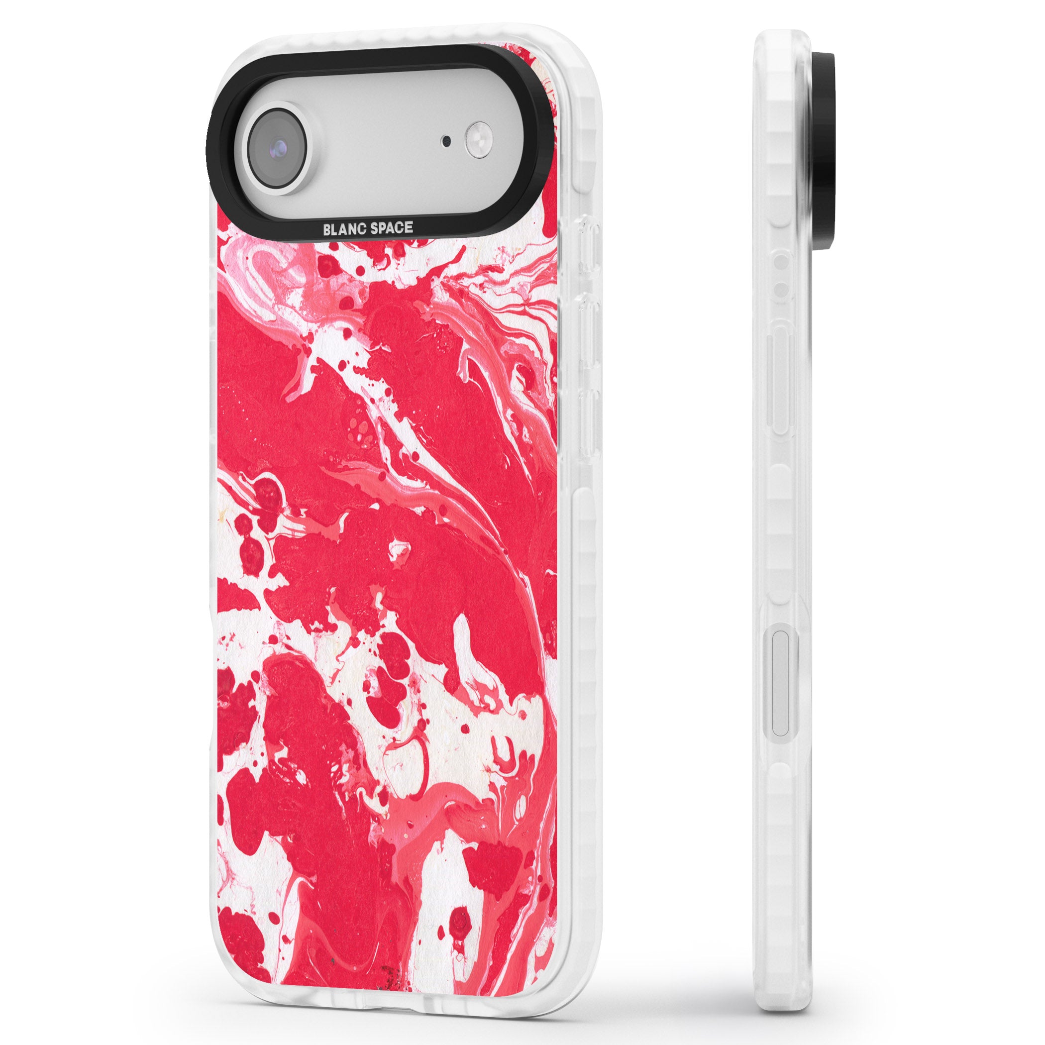 Red & White Marbled iPhone 17 Air Impact Clear Phone Case Side Profile