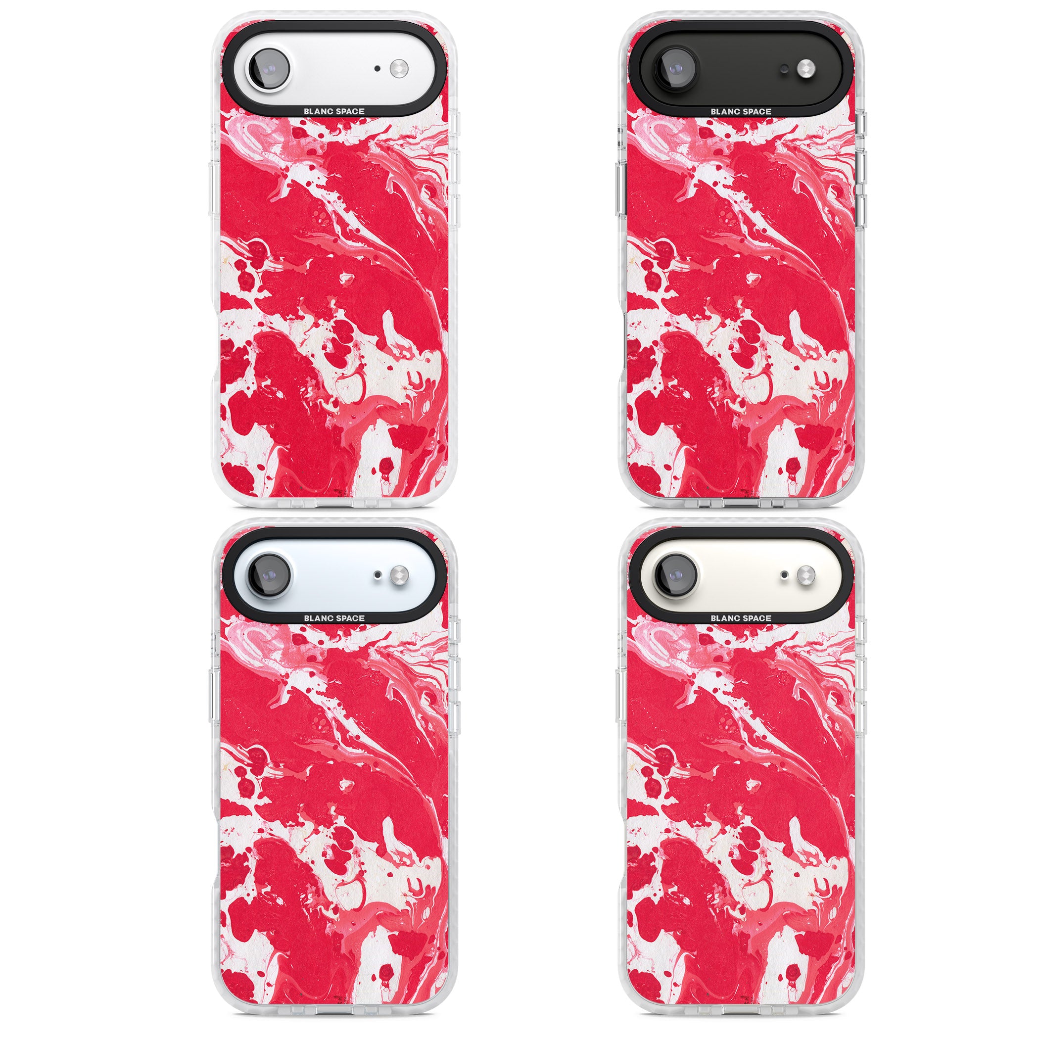 Red & White Marbled iPhone 17 Air Impact Clear Phone Case APT Impact Protection