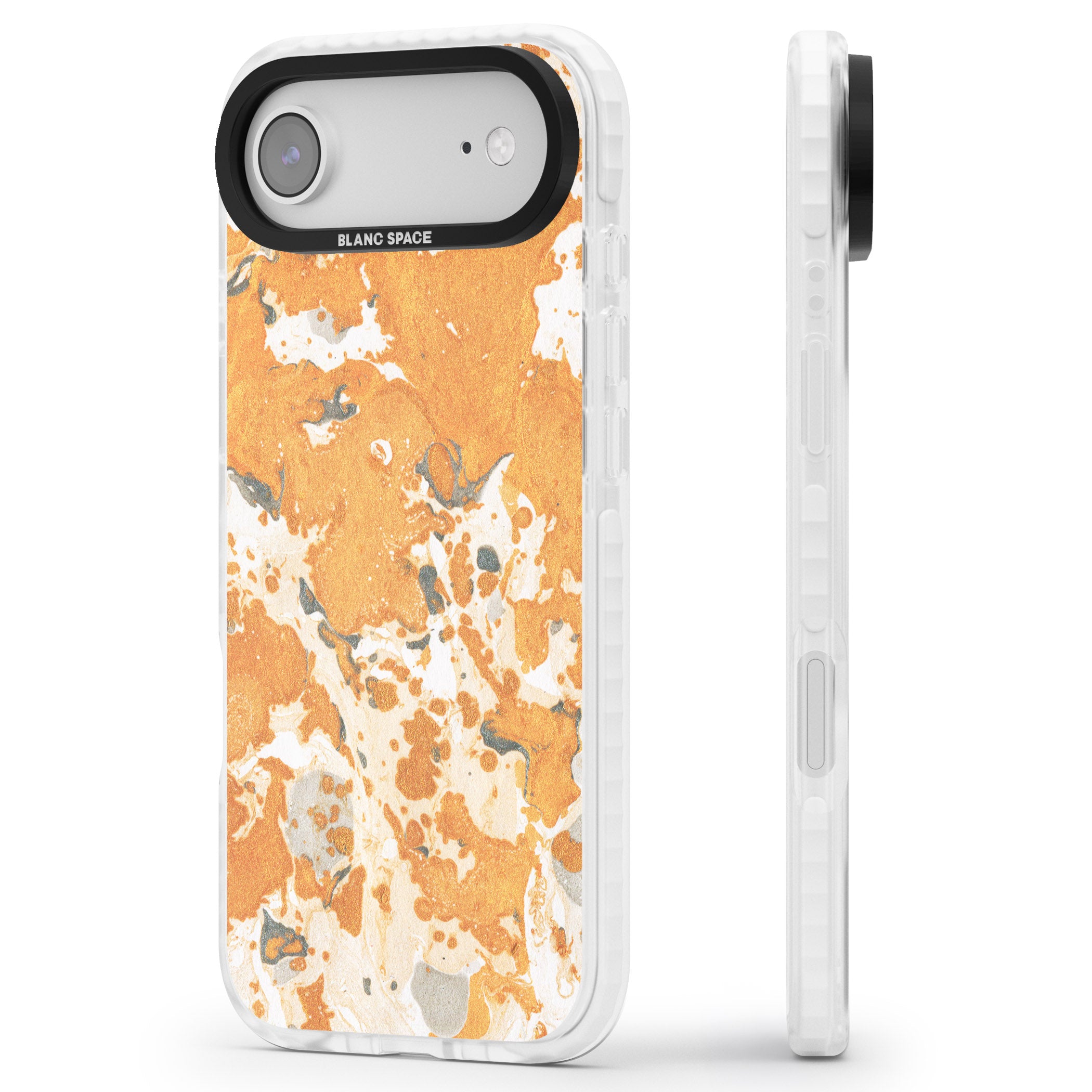 Orange Marbled iPhone 17 Air Impact Clear Phone Case Side Profile