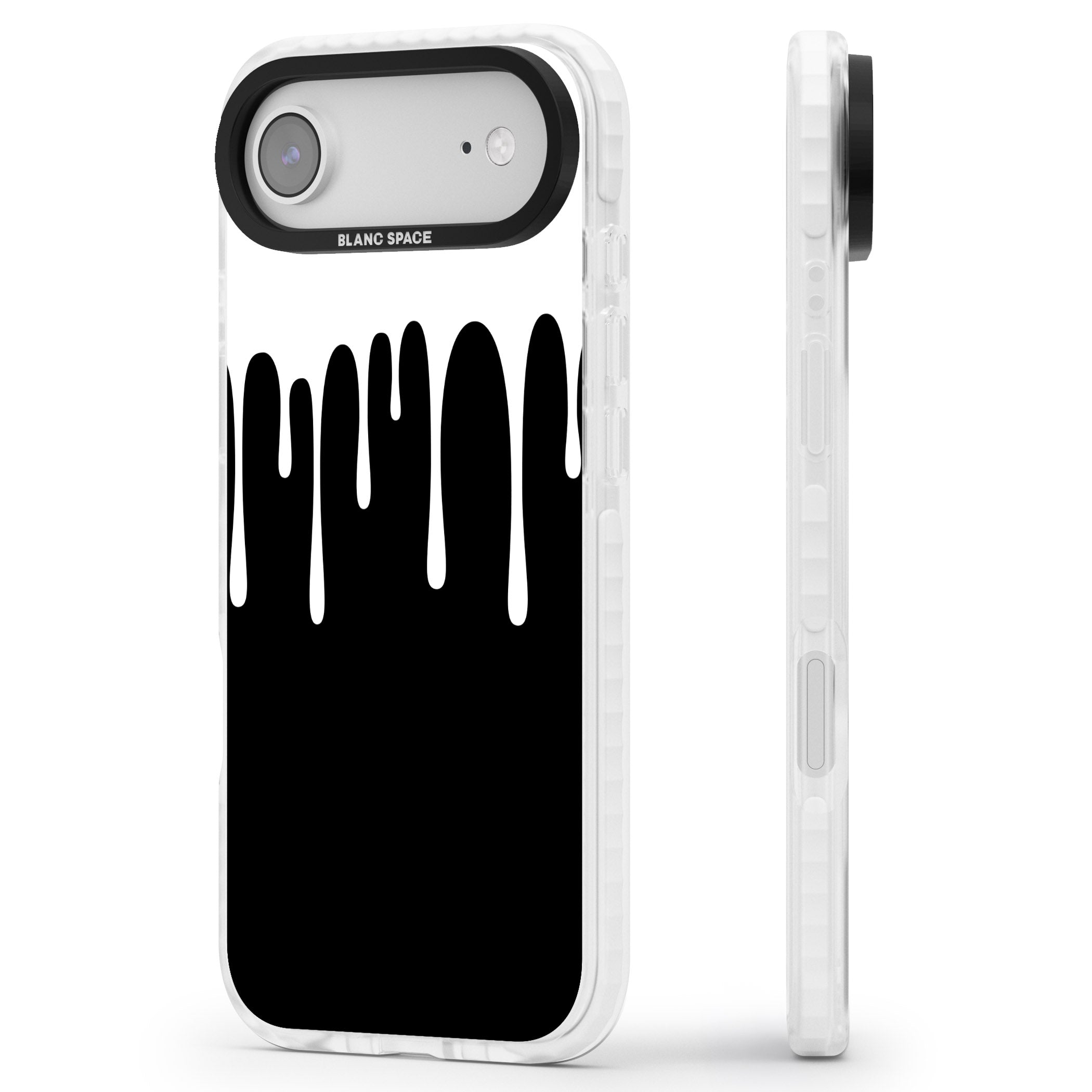 Melted Effect: White & Black iPhone 17 Air Impact Clear Phone Case Side Profile