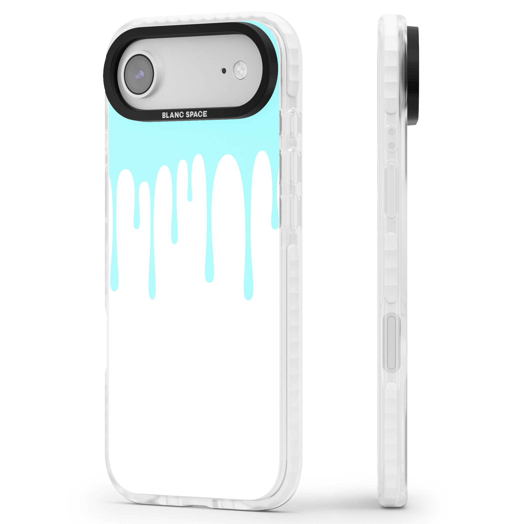 Melted Teal Drip iPhone 17 Air Impact Clear Phone Case Side Profile