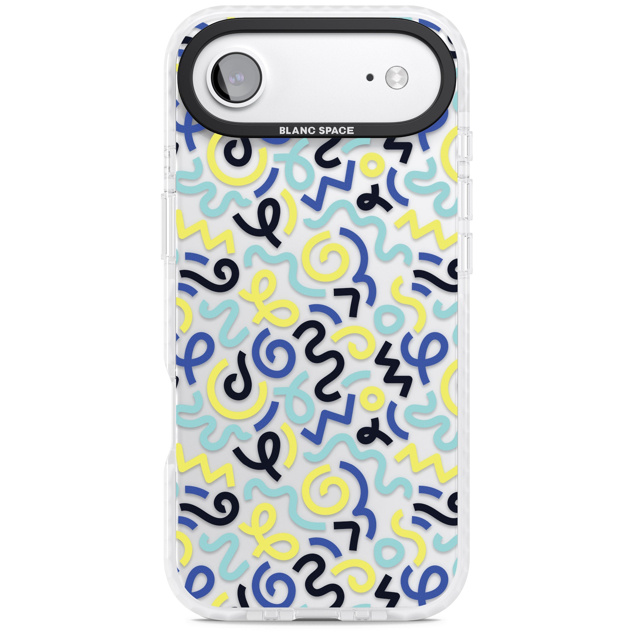 Blue & Yellow Memphis Retro iPhone 17 Air Impact Clear Phone Case