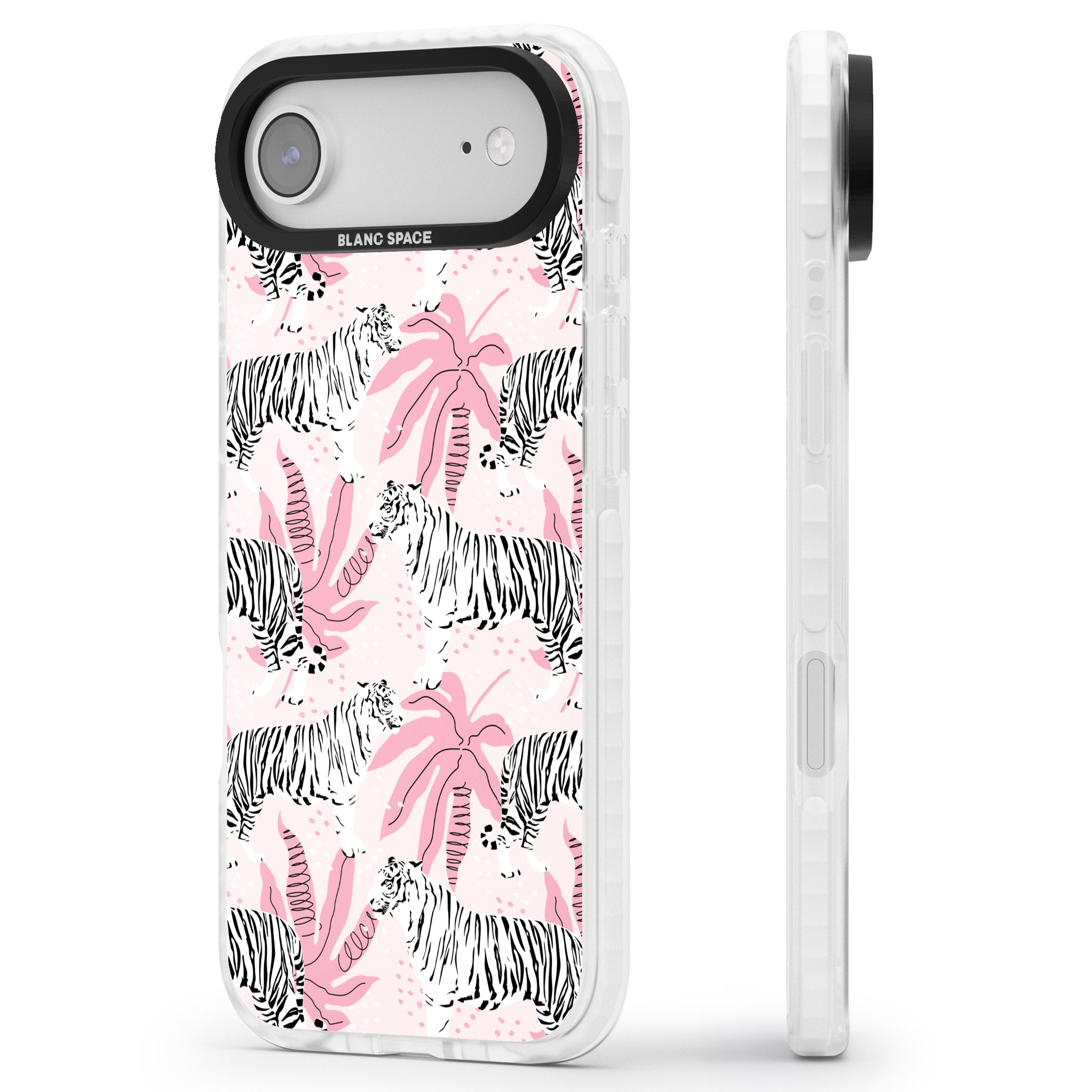 Pink Tiger Palm iPhone 17 Air Impact Clear Phone Case Side Profile