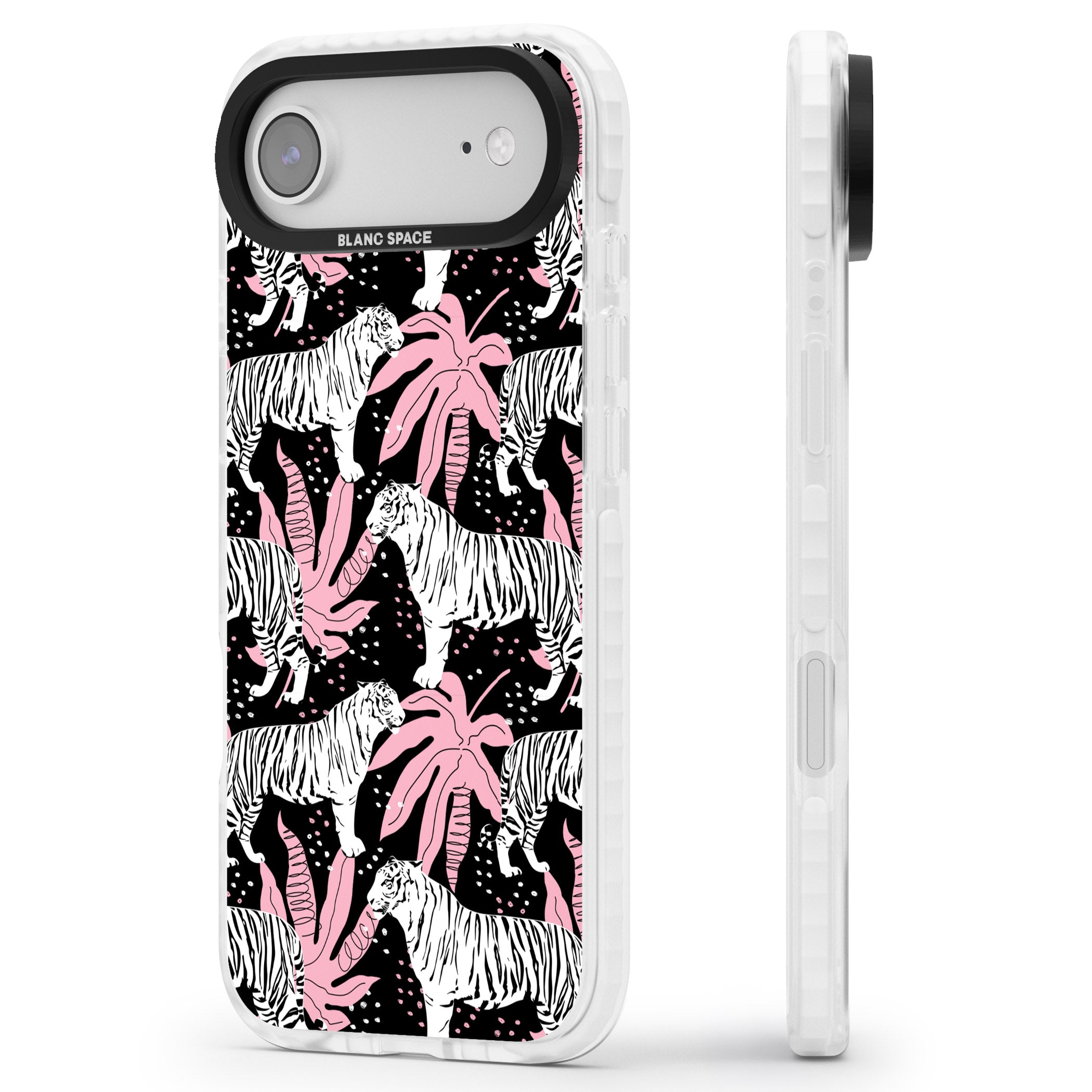 Pink Jungle Tiger iPhone 17 Air Impact Clear Phone Case Side Profile