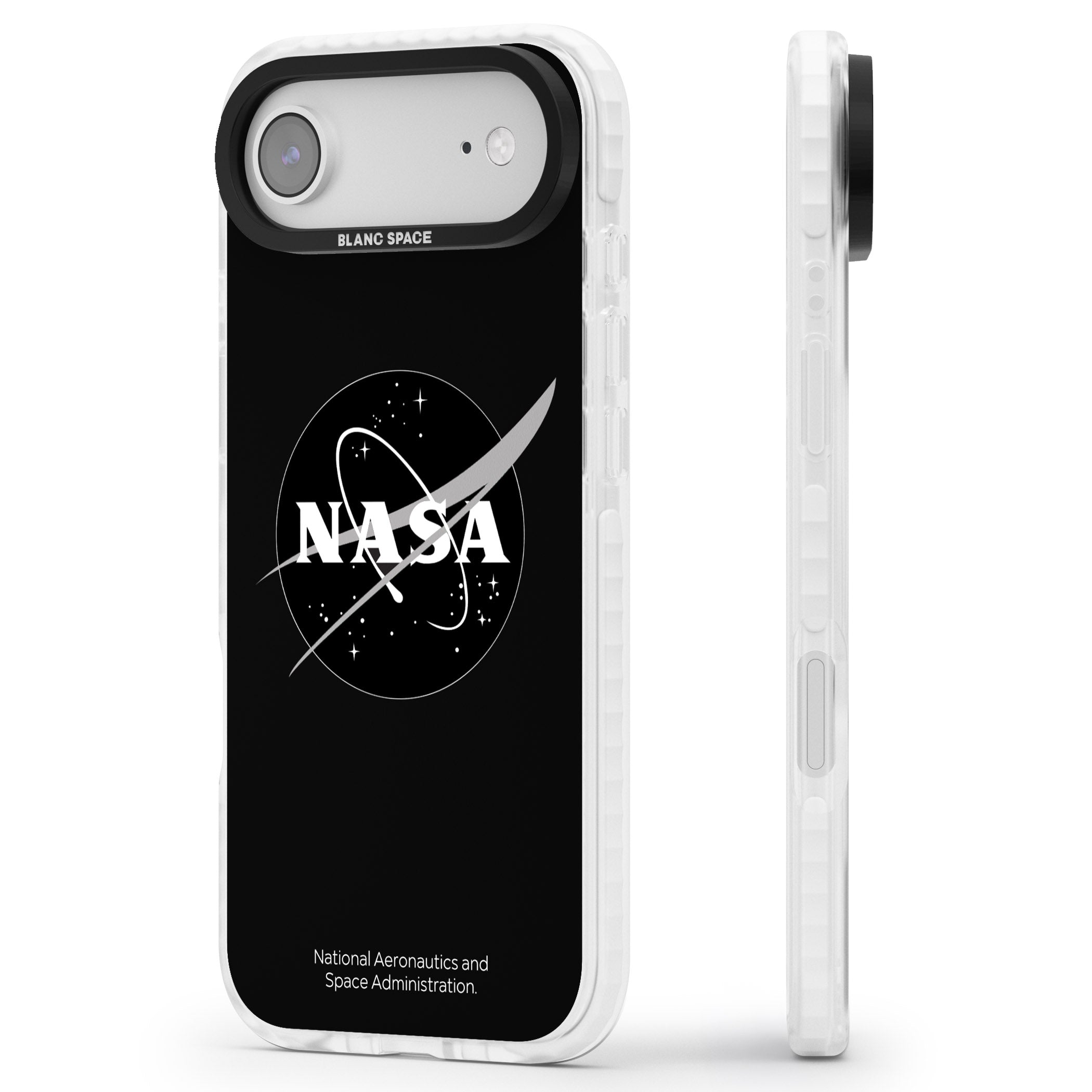 Dark Nasa Meatball iPhone 17 Air Impact Clear Phone Case Side Profile