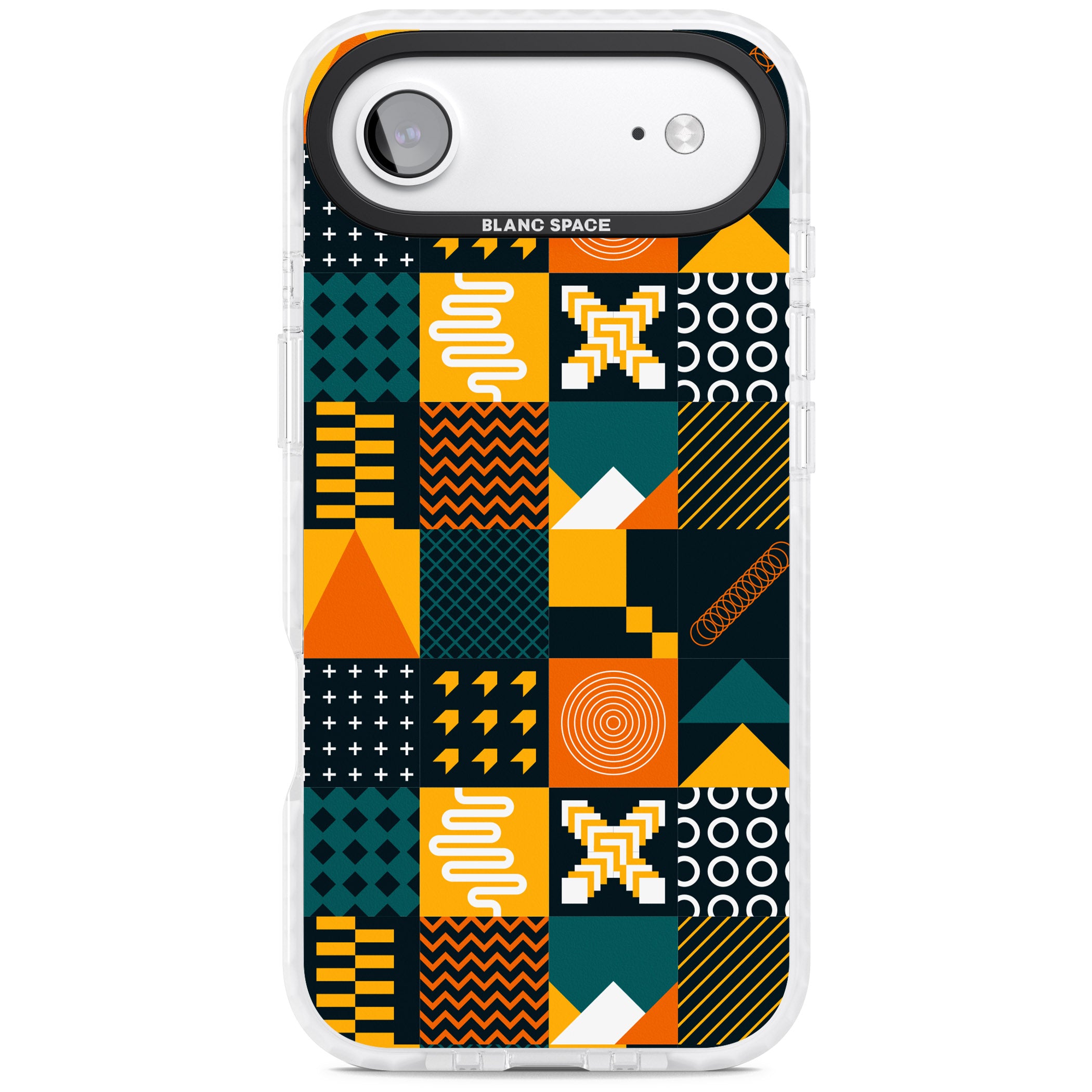 Funky Geometric Patterns: Orange & Dark Green iPhone 17 Air Impact Clear Phone Case