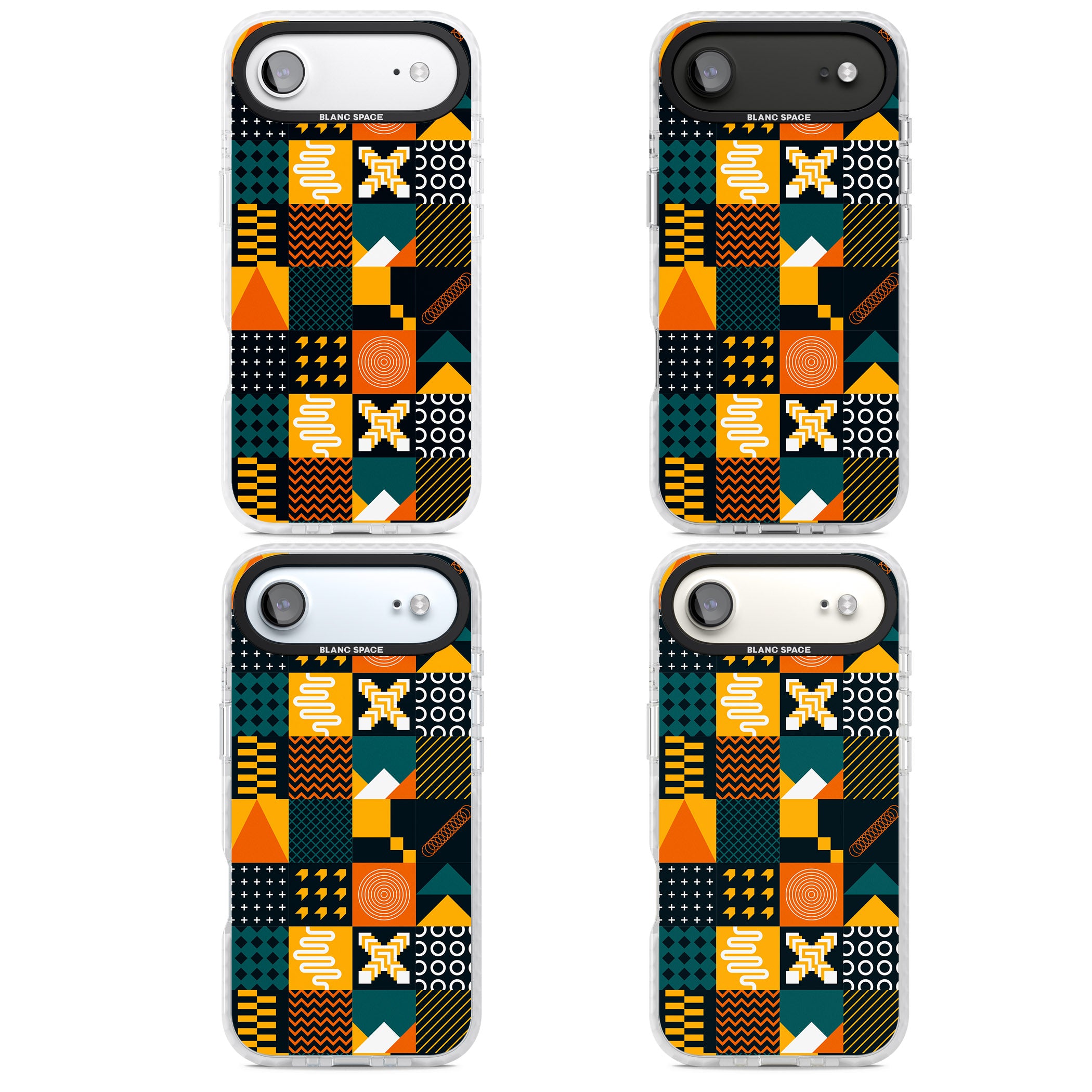 Funky Geometric Patterns: Orange & Dark Green iPhone 17 Air Impact Clear Phone Case APT Impact Protection