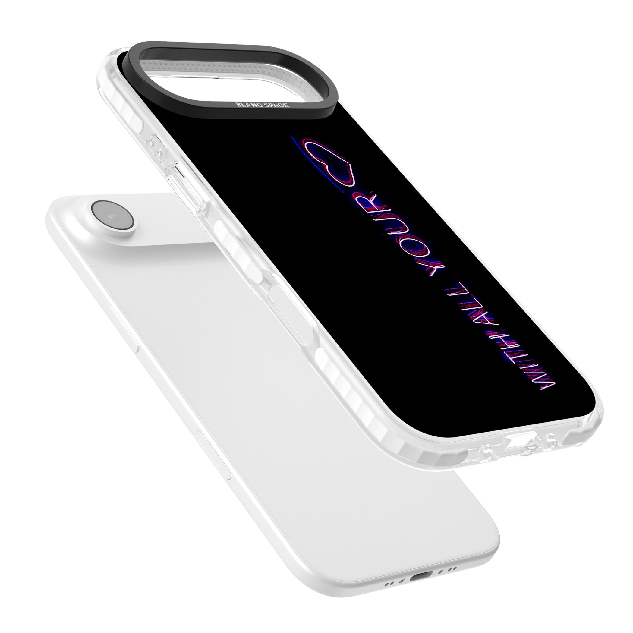 Neon Heart Script iPhone 17 Air Impact Clear Phone Case Colours
