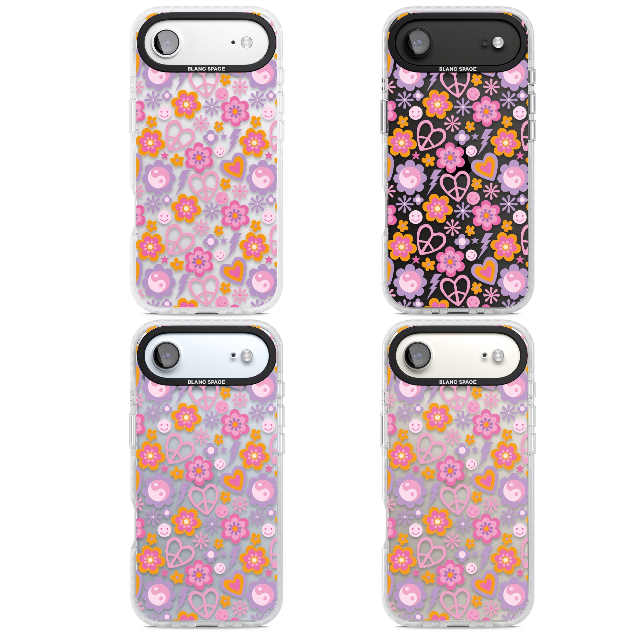 Peace, Love And Flowers Pattern iPhone 17 Air Impact Clear Phone Case APT Impact Protection