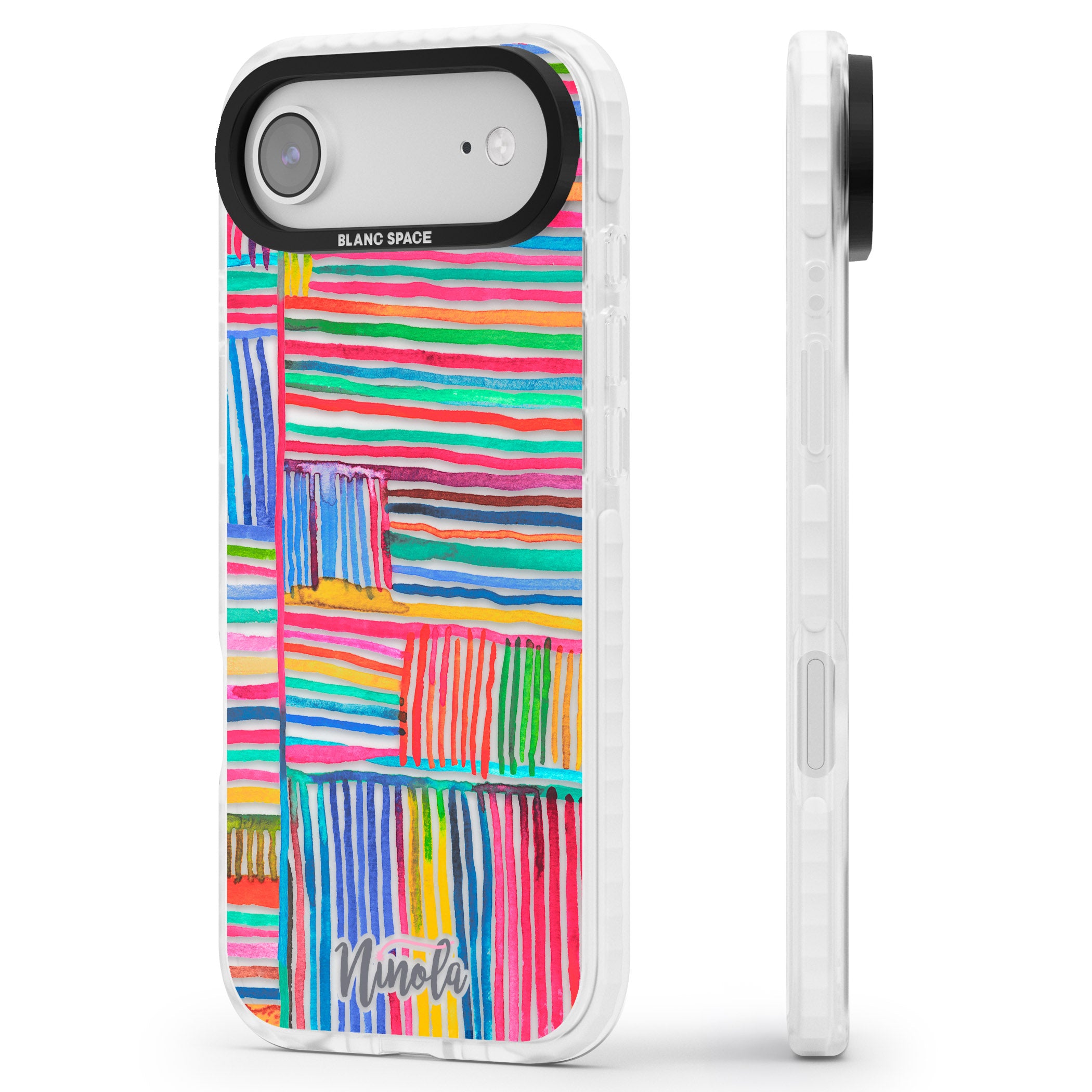 Vibrant Watercolor Lines iPhone 17 Air Impact Clear Phone Case Side Profile