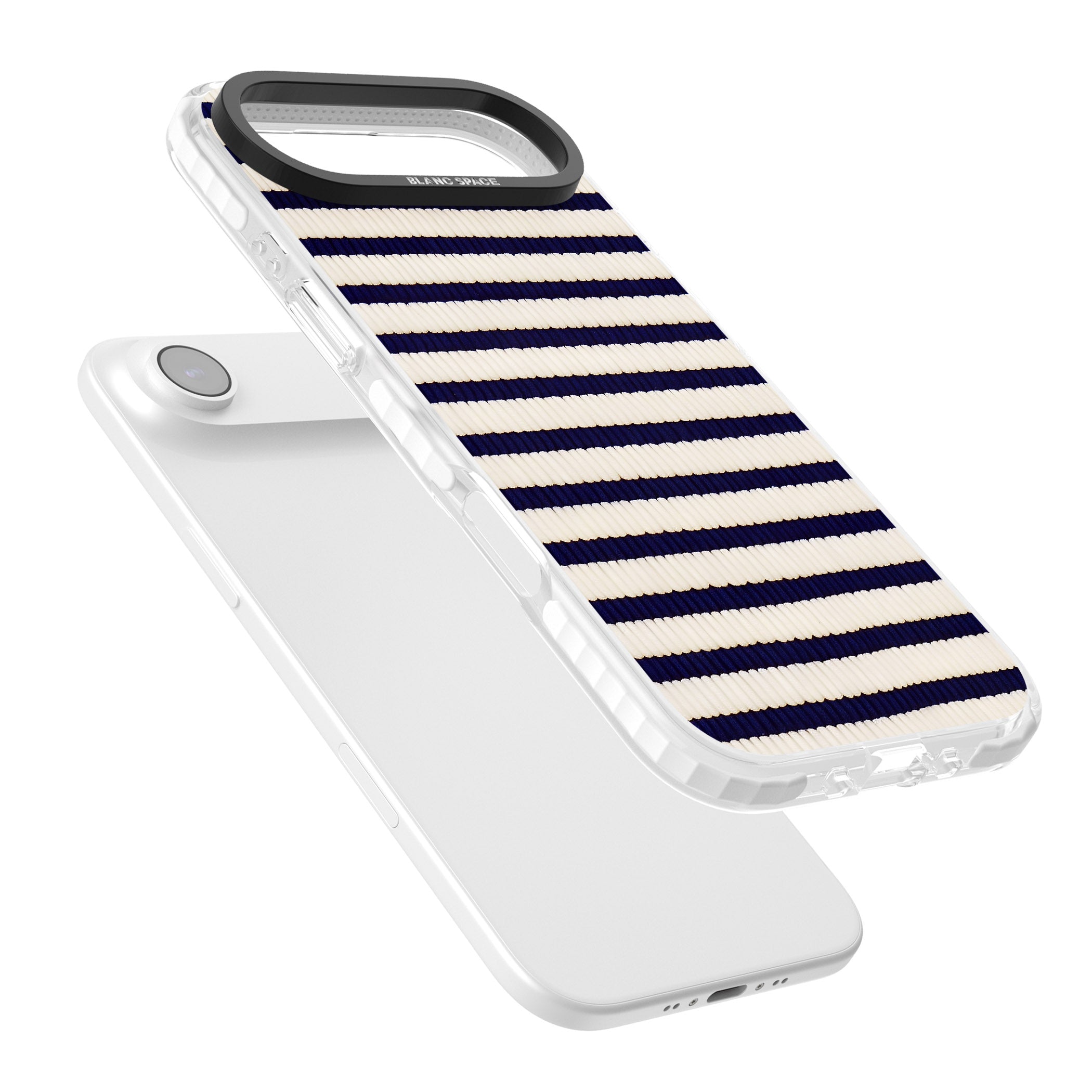 Navy & Cream Stripes iPhone 17 Air Impact Clear Phone Case Colours