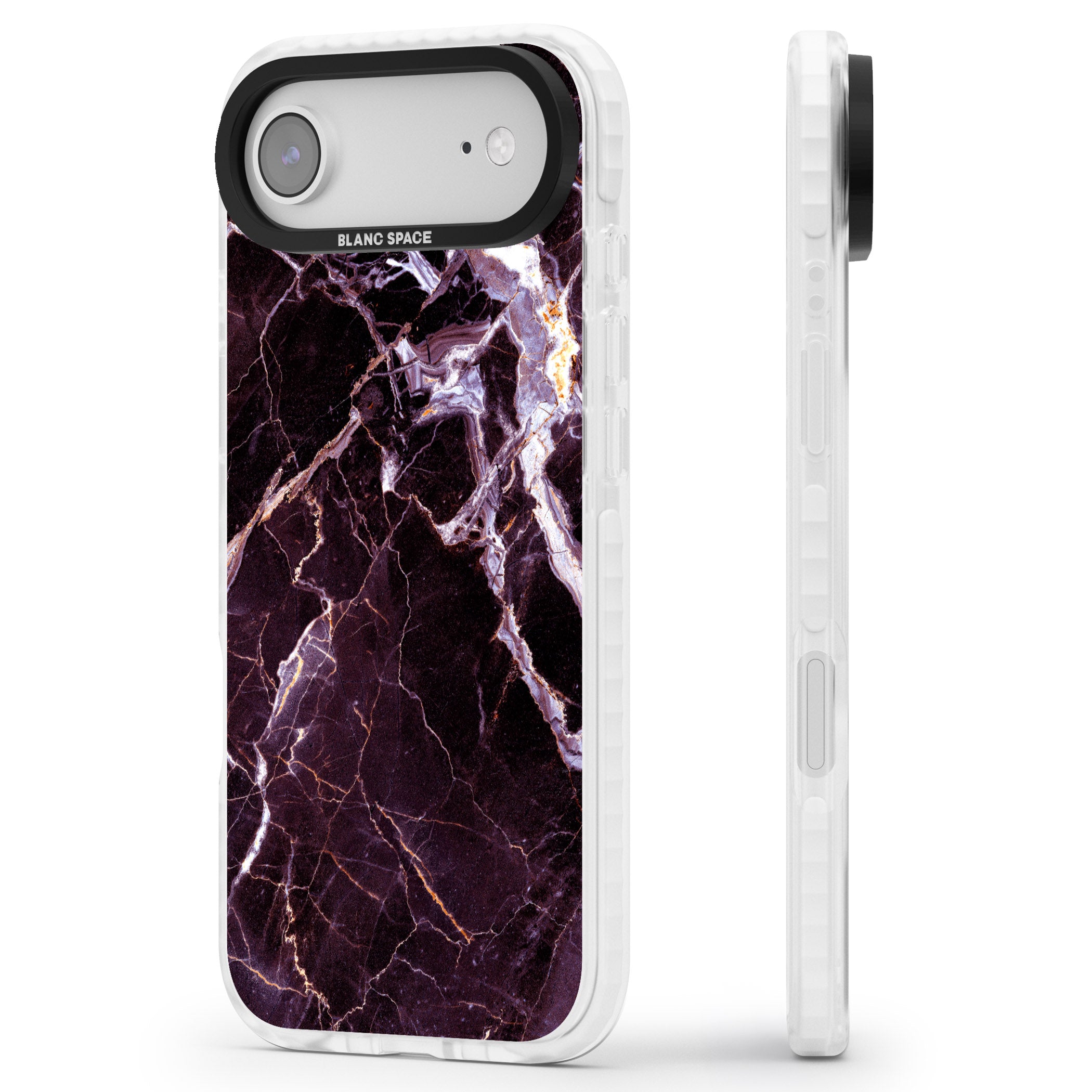 Violet Shatter Marble iPhone 17 Air Impact Clear Phone Case Side Profile