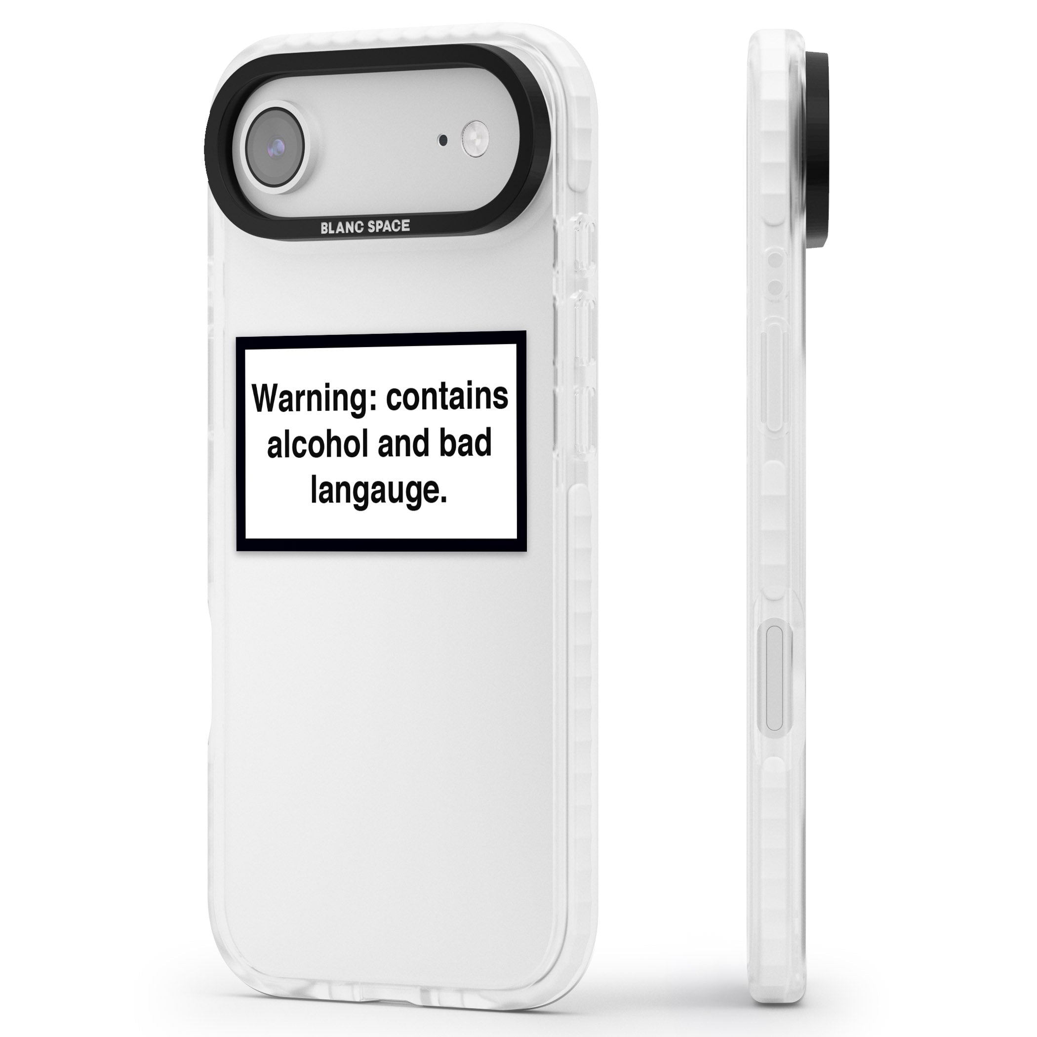 Warning: Contains Alcohol & Bad Language iPhone 17 Air Impact Clear Phone Case Side Profile