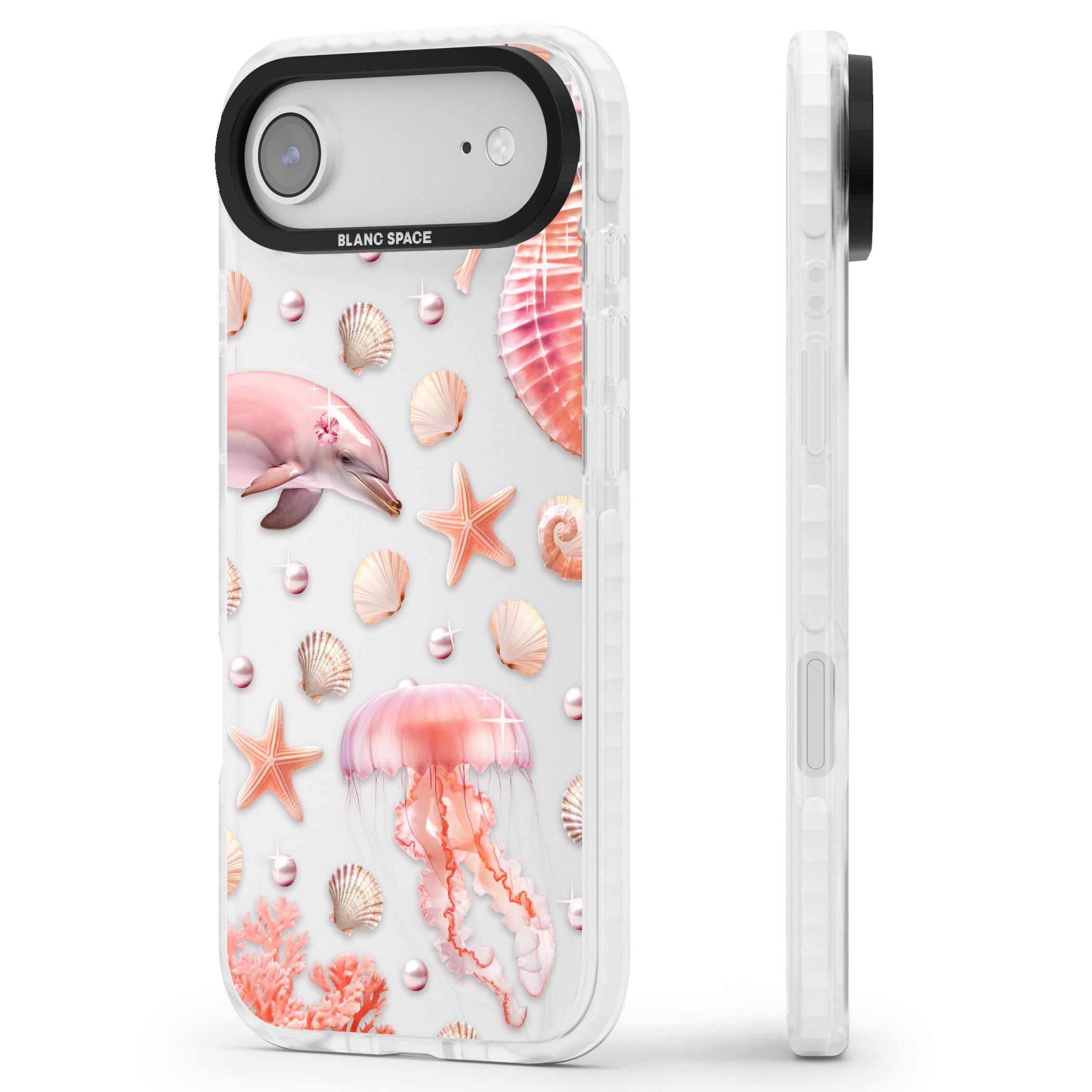 Pink Sealife iPhone 17 Air Impact Clear Phone Case Side Profile