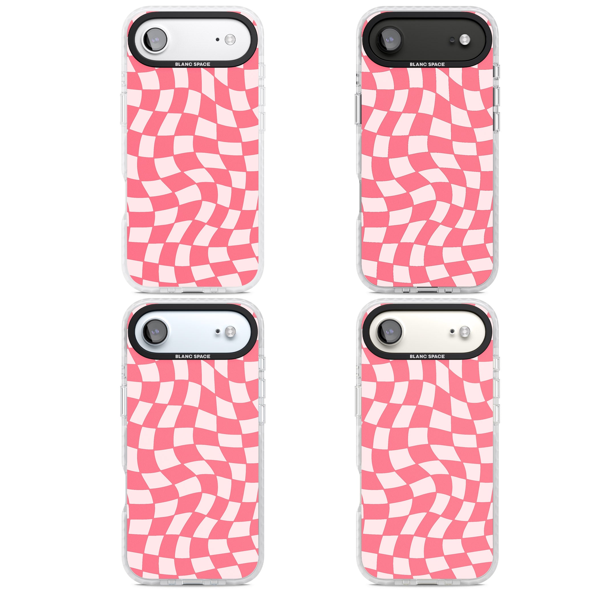 Pink Wavy Checked Pattern iPhone 17 Air Impact Clear Phone Case APT Impact Protection