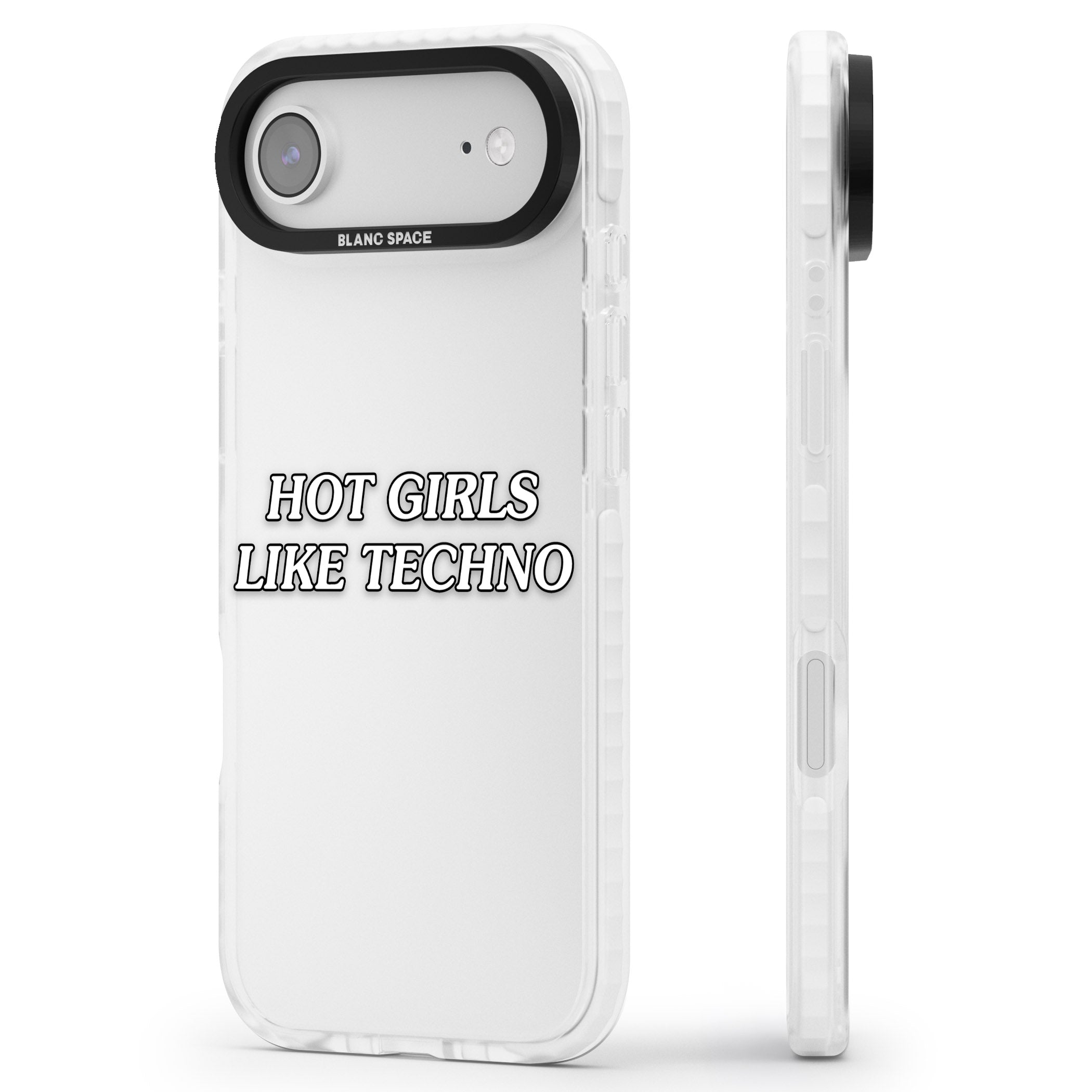 Hot Girls Like Techno iPhone 17 Air Impact Clear Phone Case Side Profile