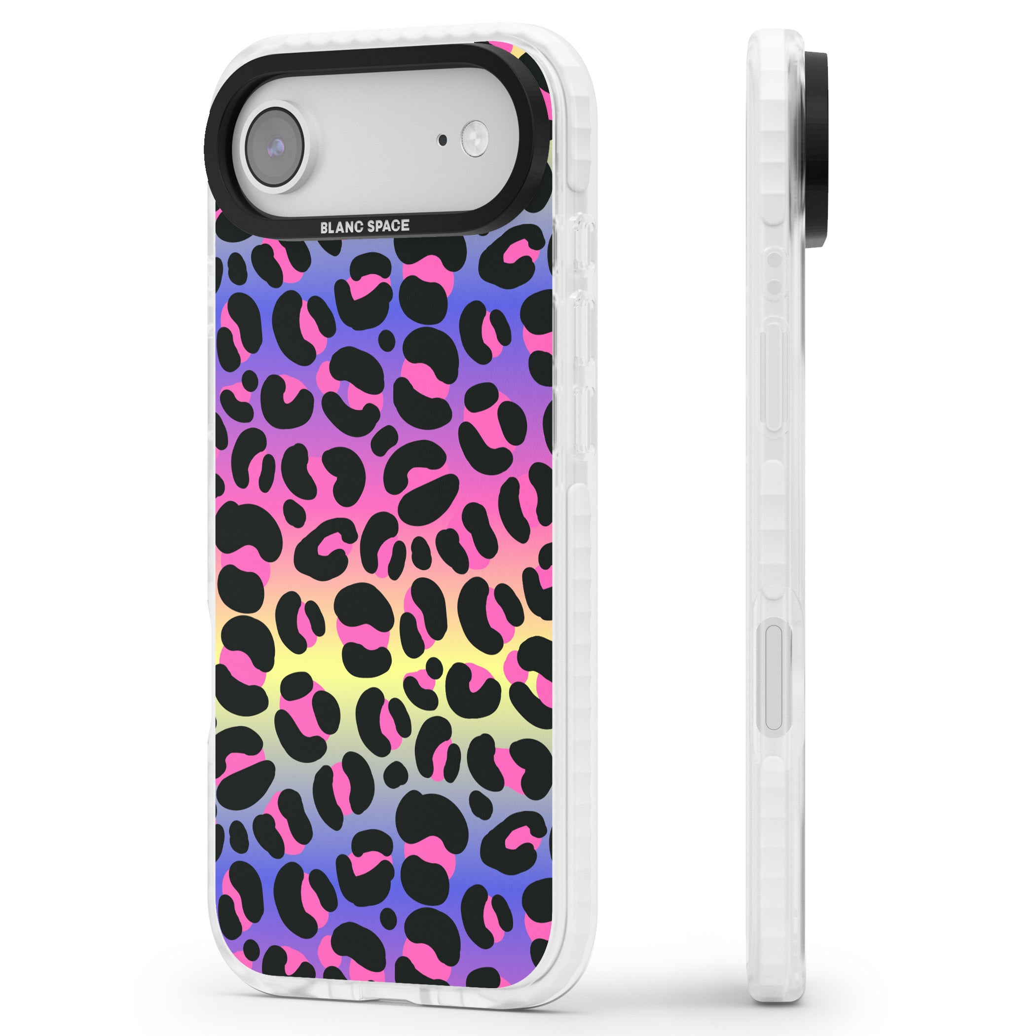 Rainbow Gradient Leopard iPhone 17 Air Impact Clear Phone Case Side Profile