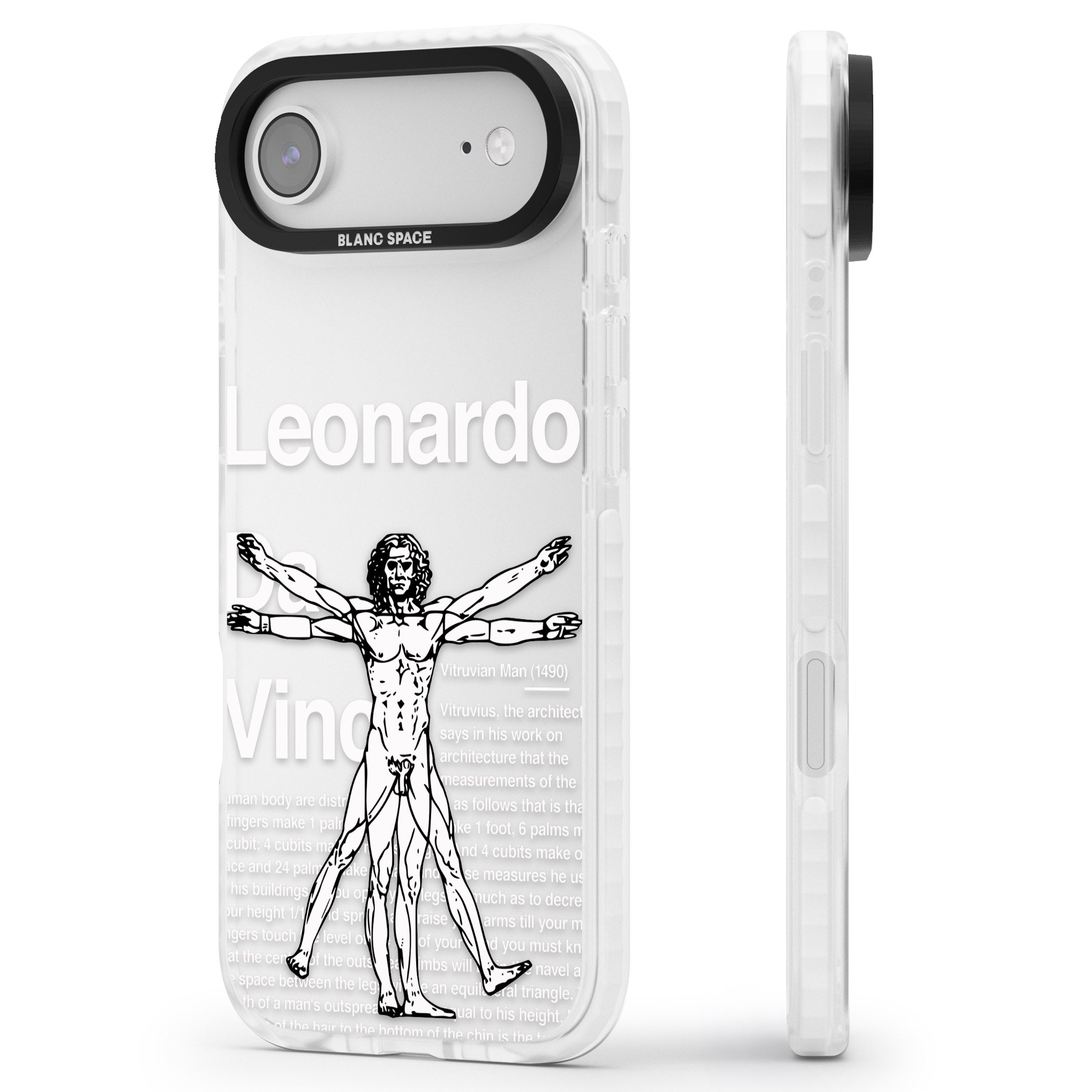Vitruvian Man iPhone 17 Air Impact Clear Phone Case Side Profile