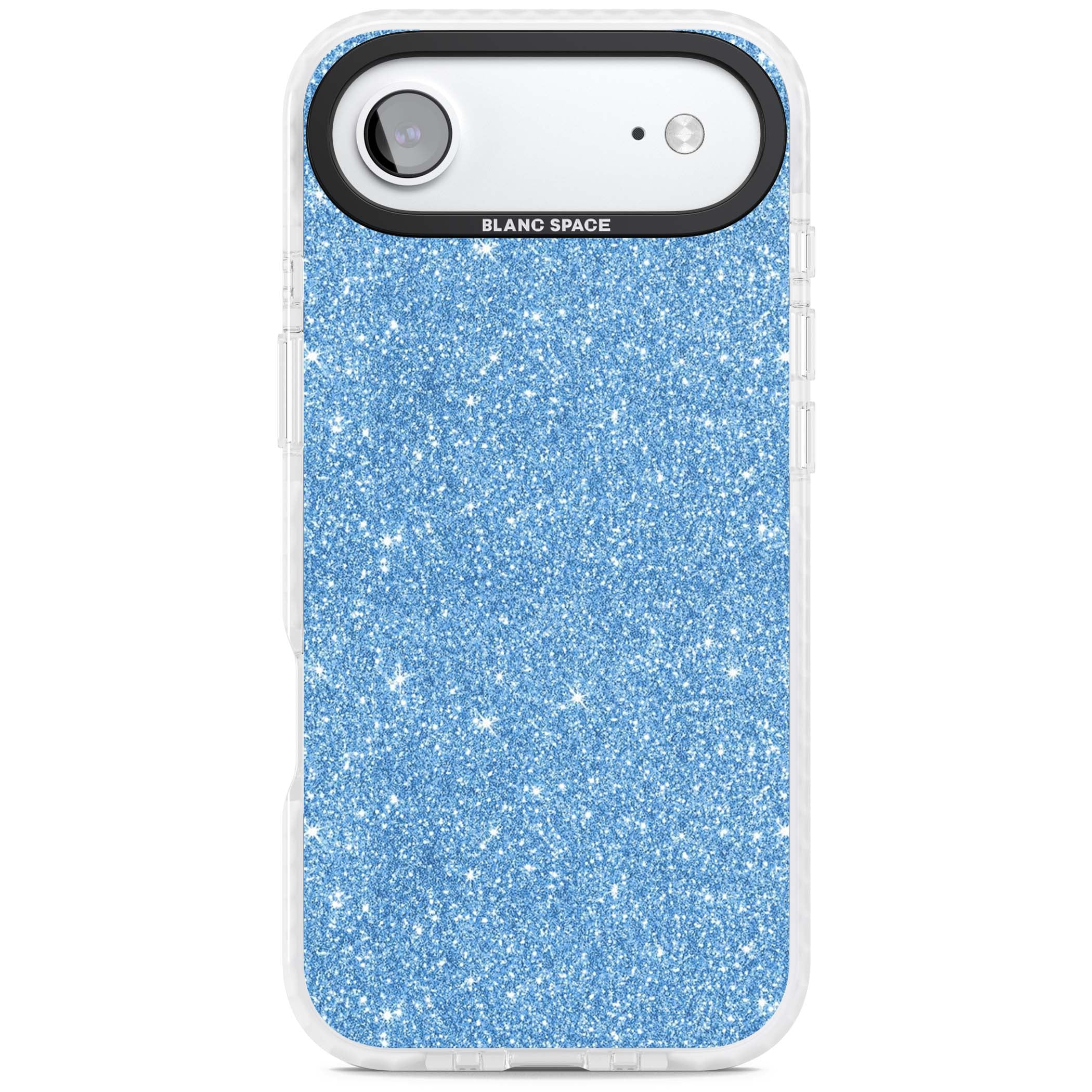 Blue Glitter blue glitter iPhone case featuring dense sparkling cerulean glitter with a glamorous shimmering finish | Black Impact case for iPhone Air