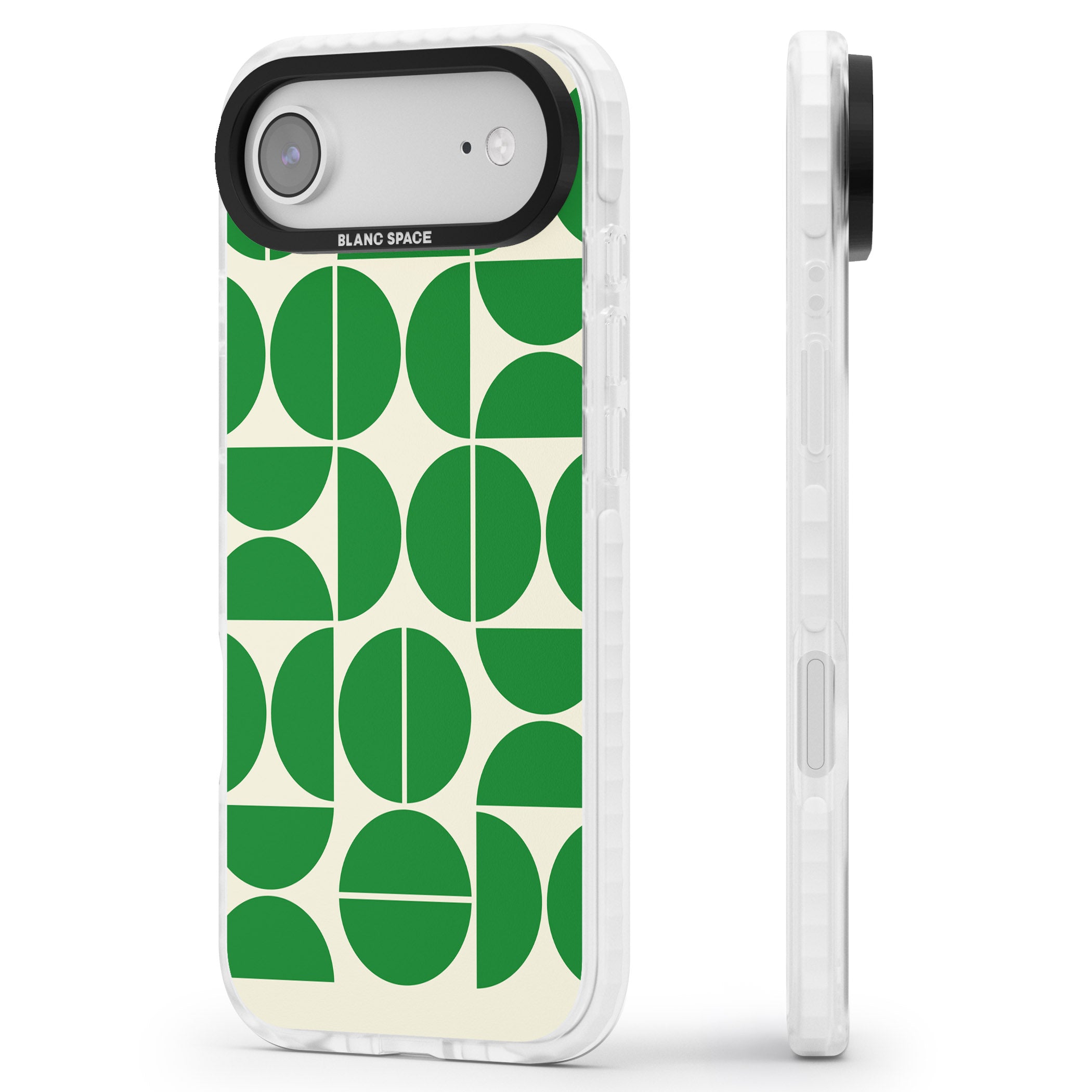 Retro Green Circles iPhone 17 Air Impact Clear Phone Case Side Profile