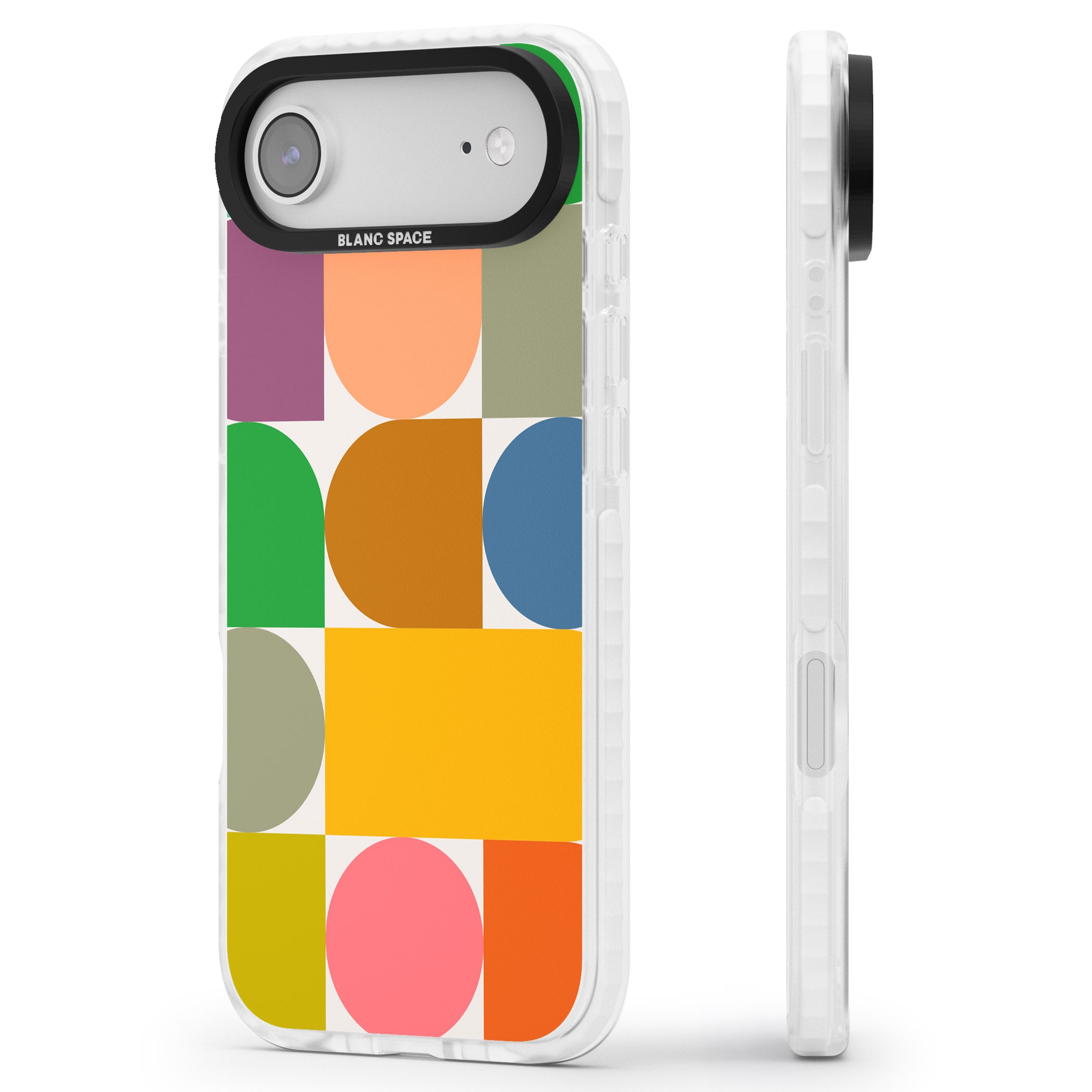 Retro Colorful Shapes iPhone 17 Air Impact Clear Phone Case Side Profile