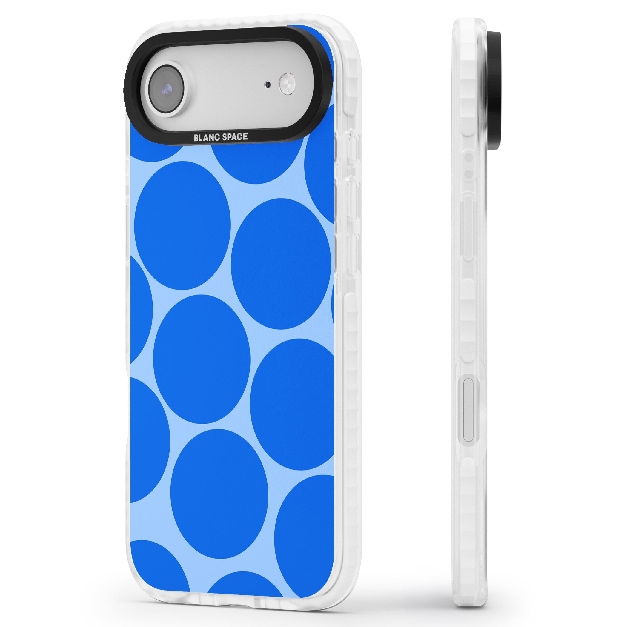Retro Blue Dot iPhone 17 Air Impact Clear Phone Case Side Profile