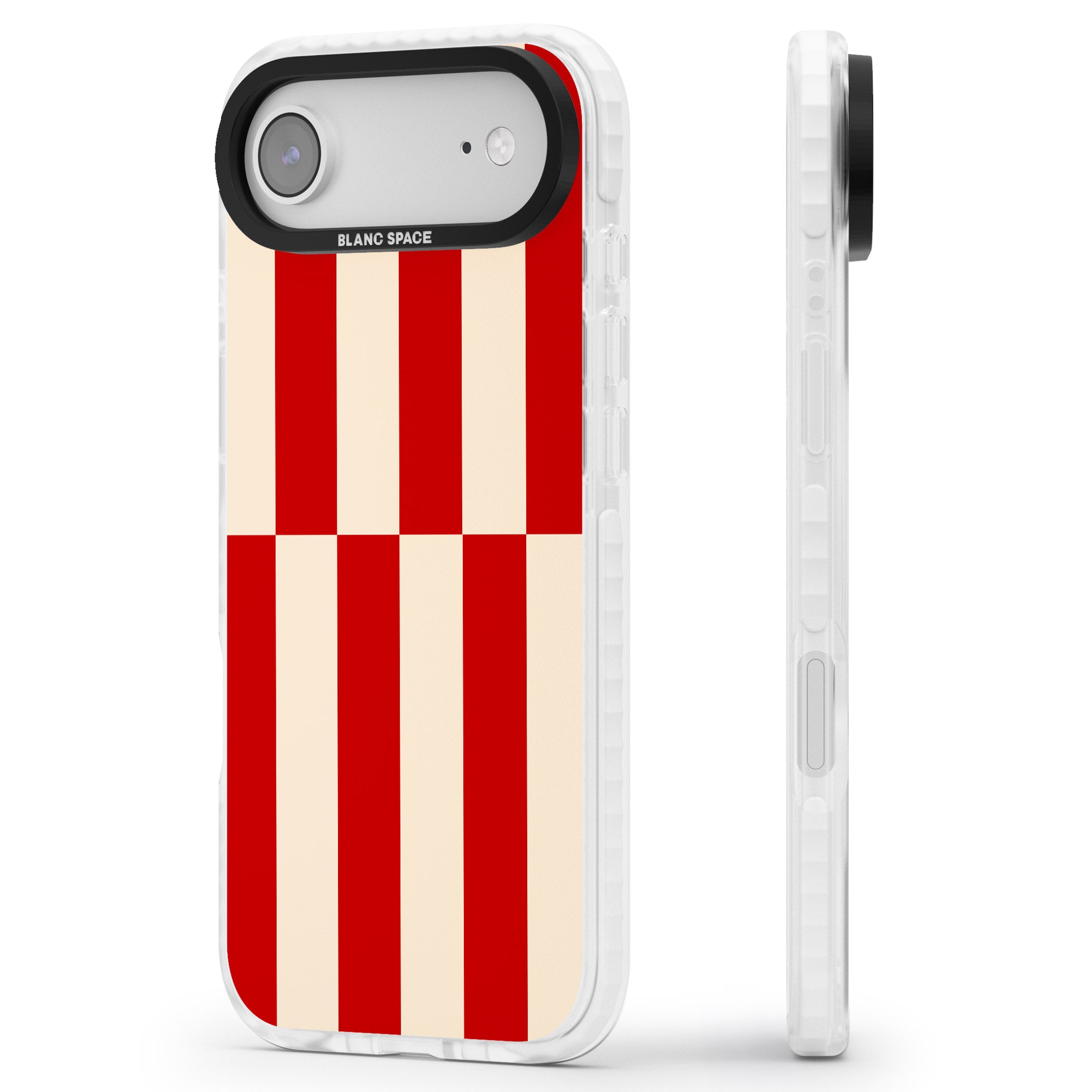 Retro Red Stripes iPhone 17 Air Impact Clear Phone Case Side Profile