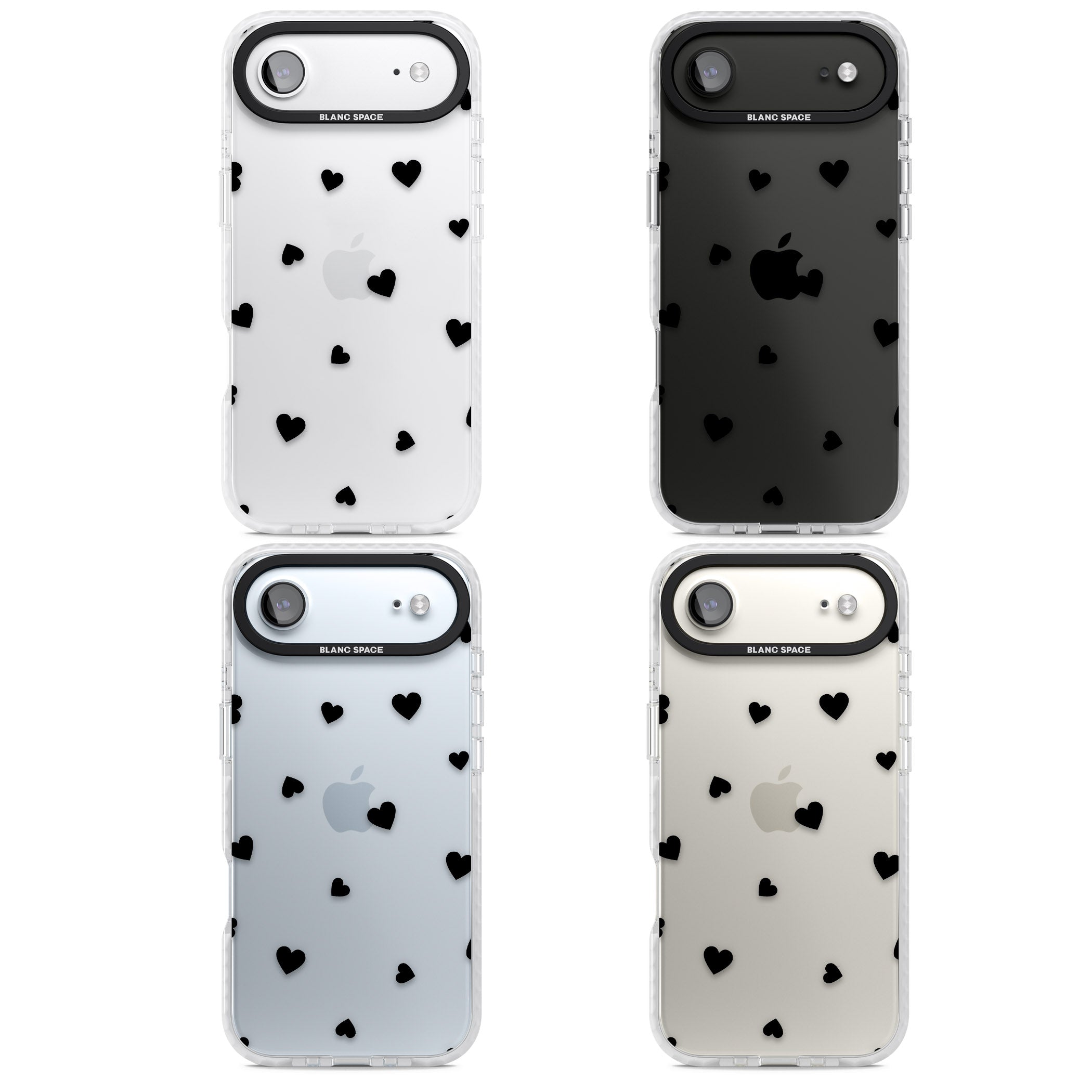Black Hearts iPhone 17 Air Impact Clear Phone Case APT Impact Protection