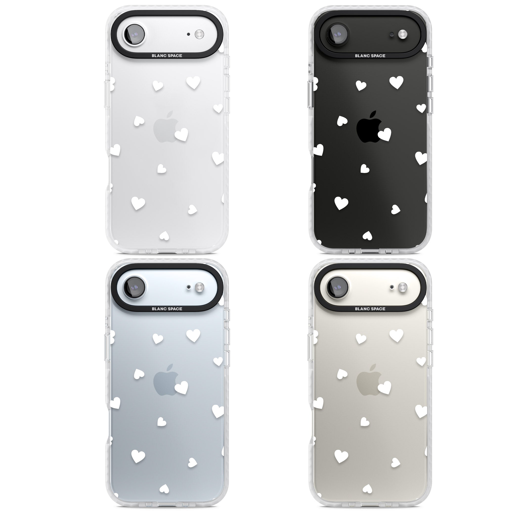 White Hearts iPhone 17 Air Impact Clear Phone Case APT Impact Protection