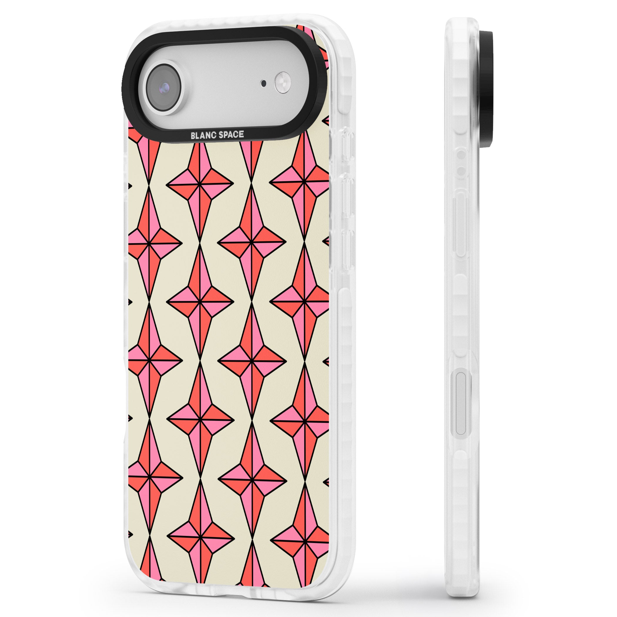 Rose Stars Pattern iPhone 17 Air Impact Clear Phone Case Side Profile