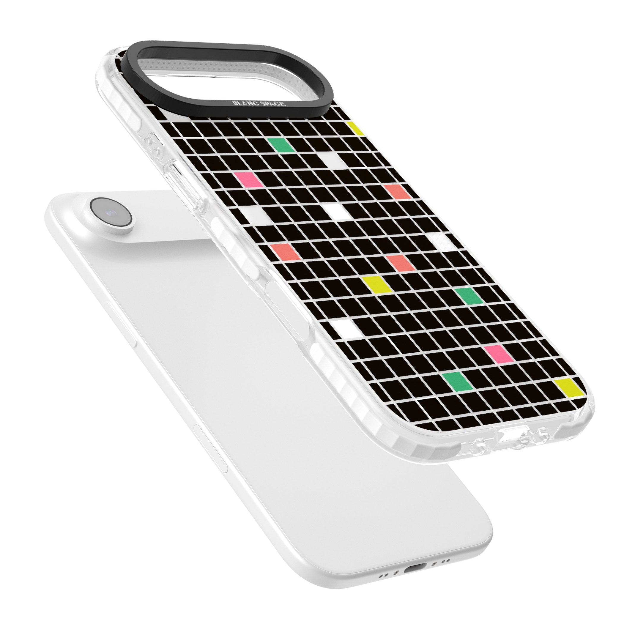 Vibrant Black Geometric Grid iPhone 17 Air Impact Clear Phone Case Colours