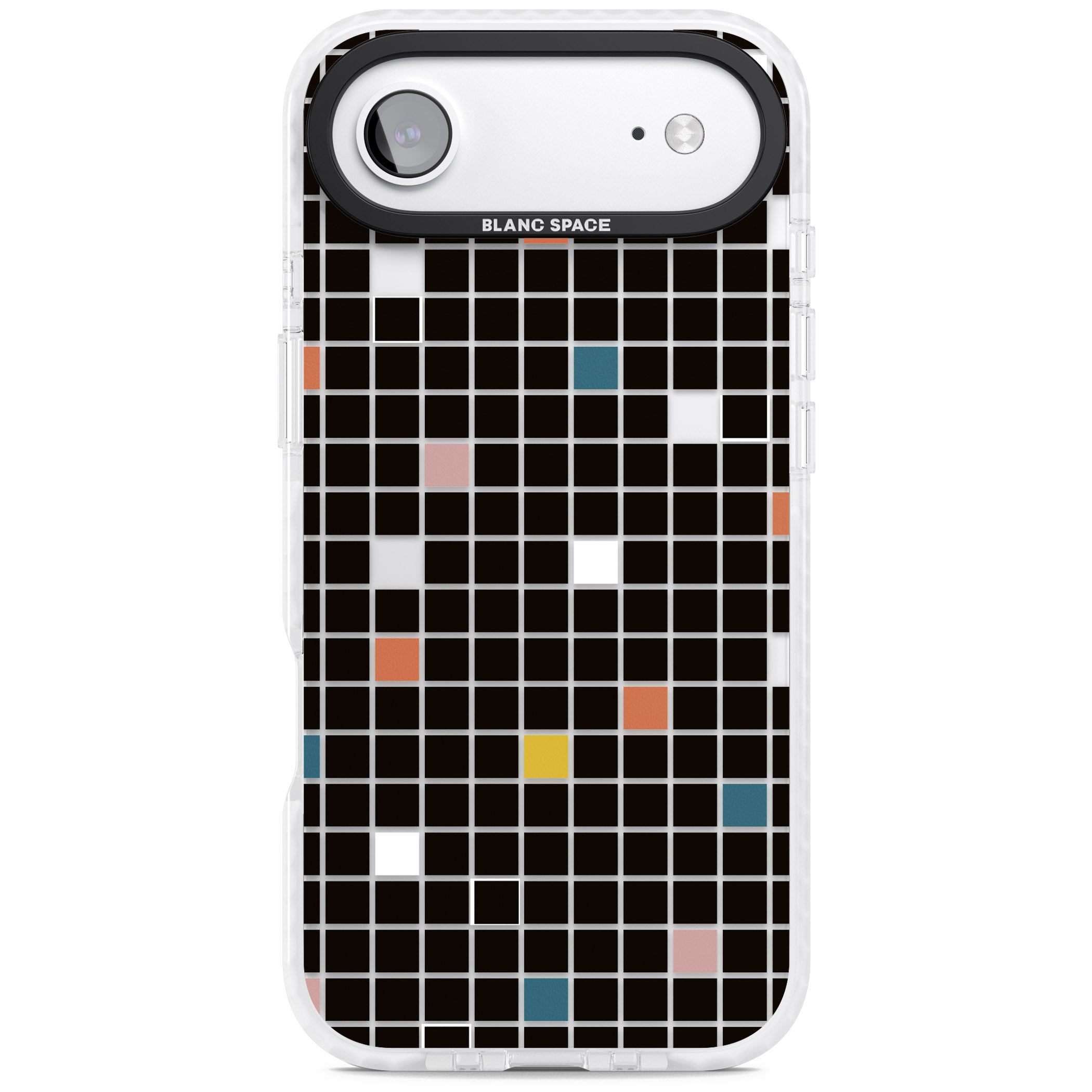 Earthtone Black Geometric Grid iPhone 17 Air Impact Clear Phone Case