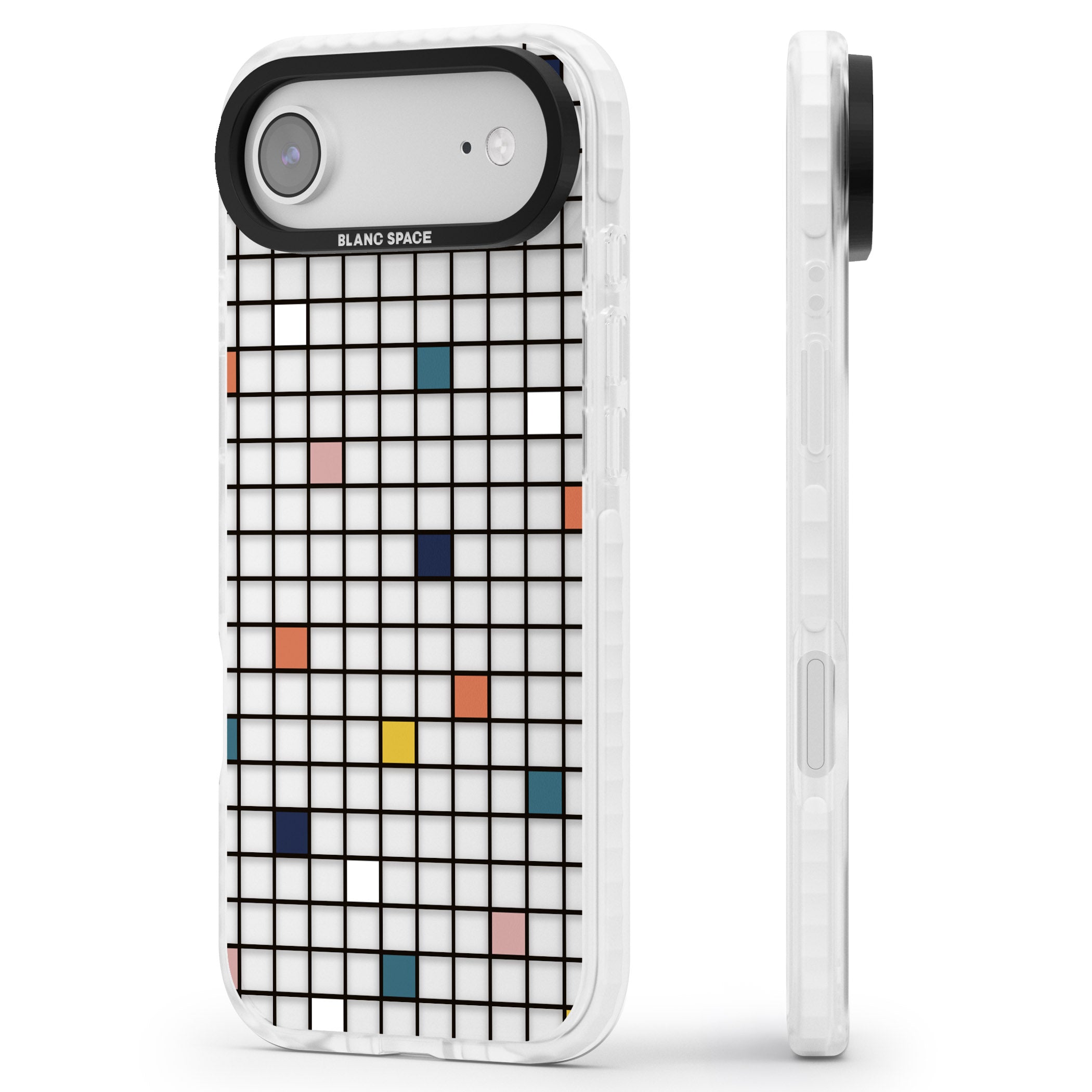 Earthtone Clear Geometric Grid iPhone 17 Air Impact Clear Phone Case Side Profile