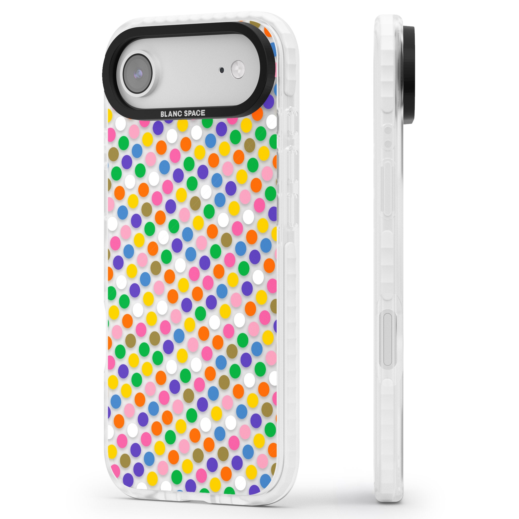 Multicolour Polka Dot Fiesta iPhone 17 Air Impact Clear Phone Case Side Profile