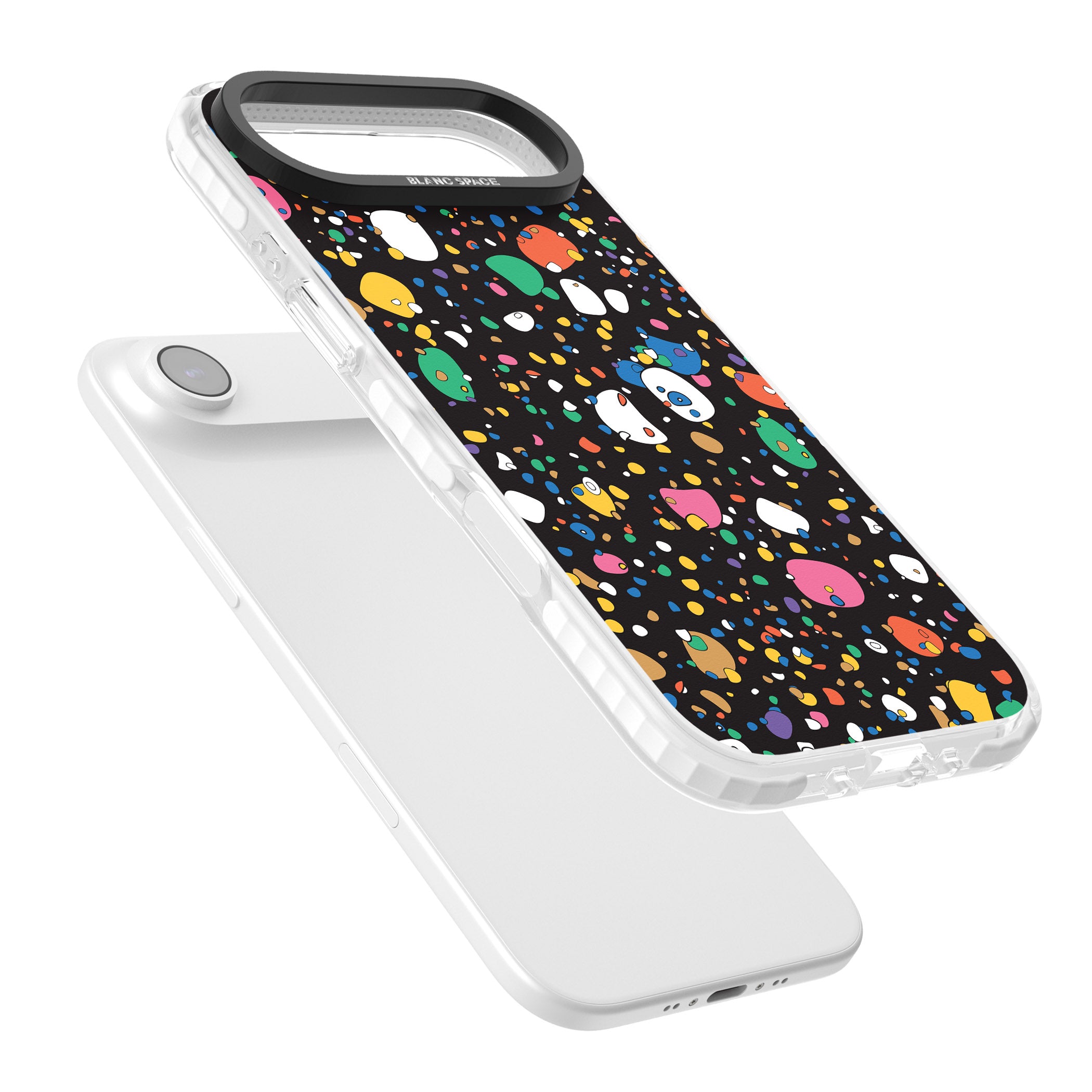 Colourful Confetti Pebbles (Black) iPhone 17 Air Impact Clear Phone Case Colours