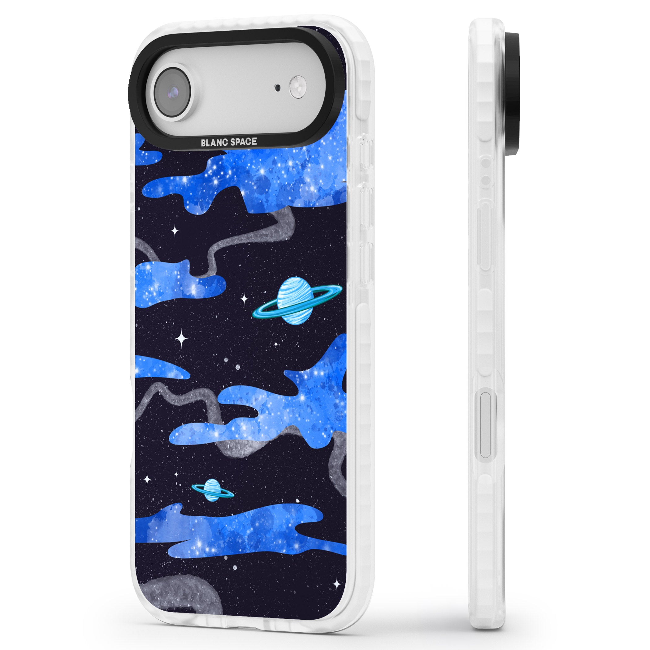 Blue Galaxy iPhone 17 Air Impact Clear Phone Case Side Profile
