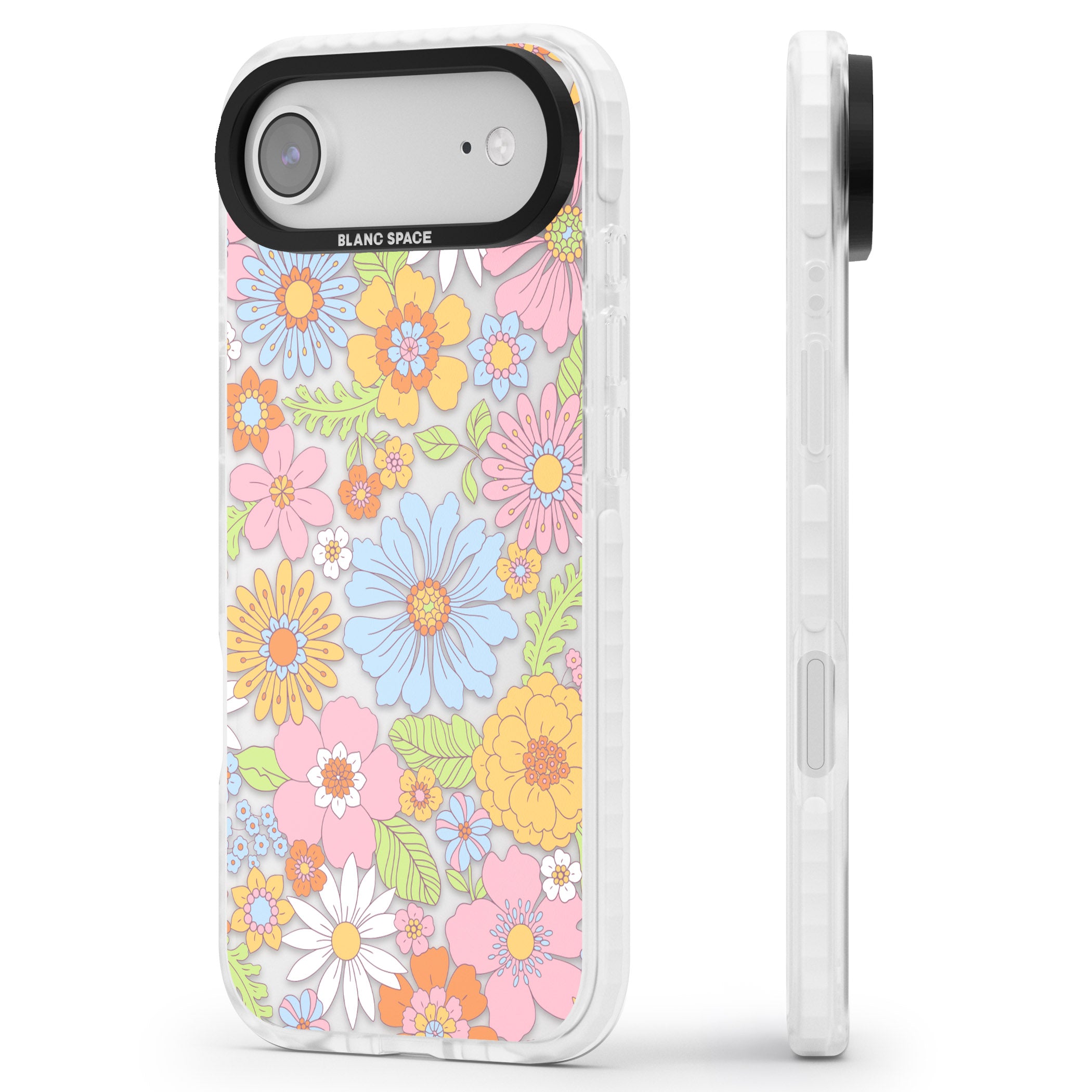 Pastel Flower Pattern iPhone 17 Air Impact Clear Phone Case Side Profile