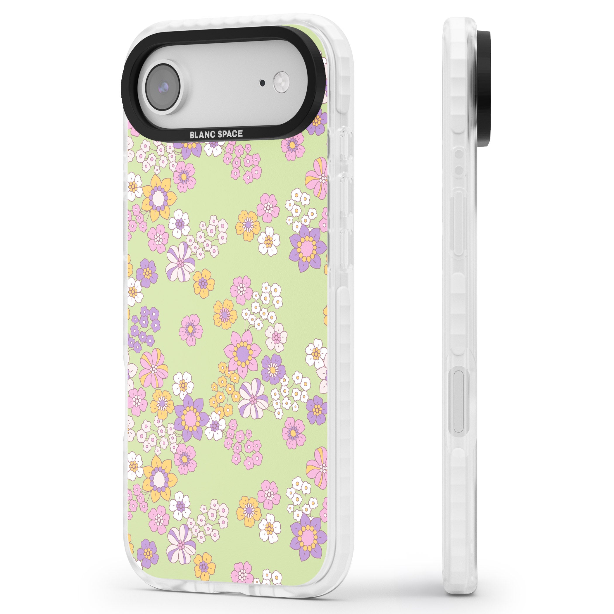 Grass Green Flowers iPhone 17 Air Impact Clear Phone Case Side Profile