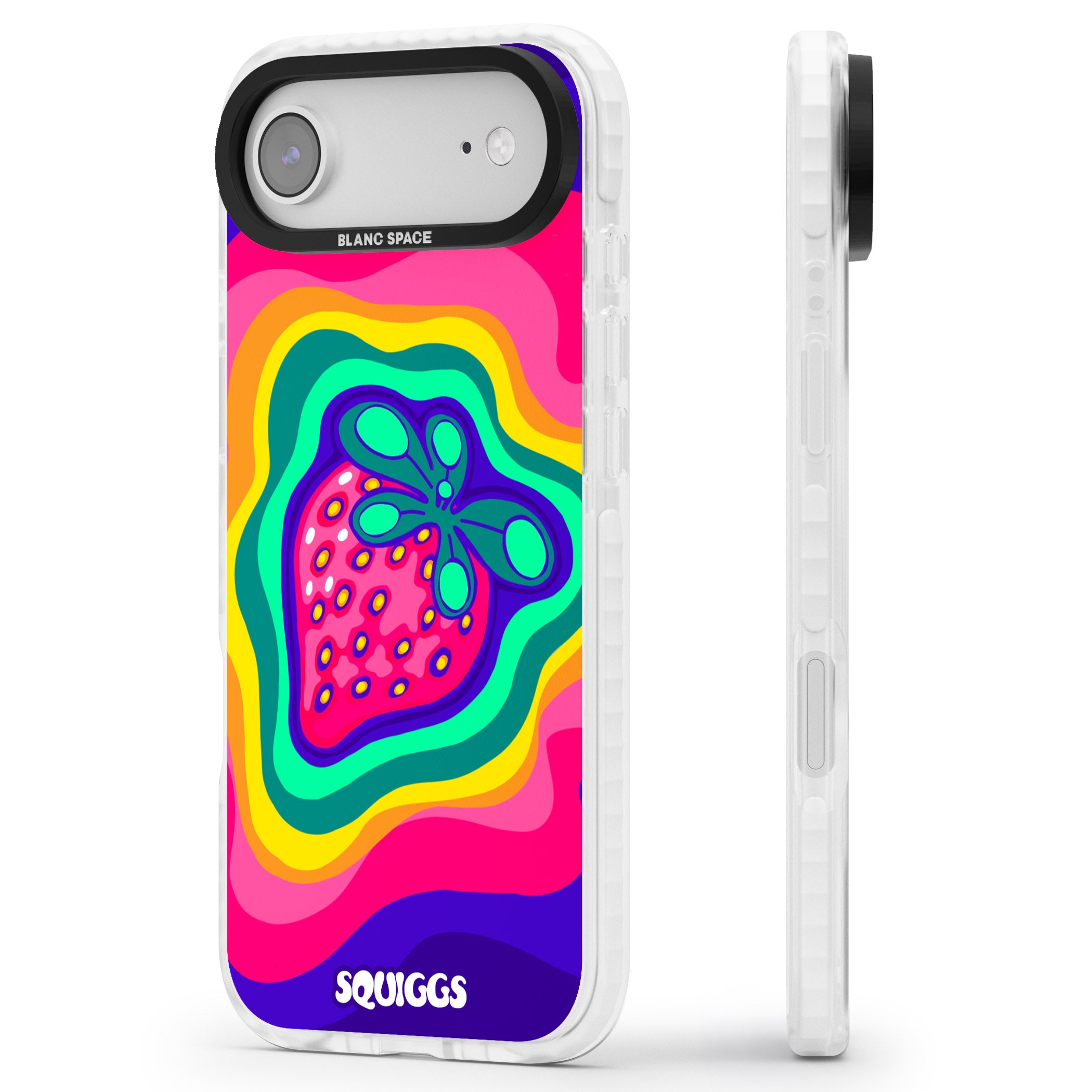Strawberry Rainbow iPhone 17 Air Impact Clear Phone Case Side Profile
