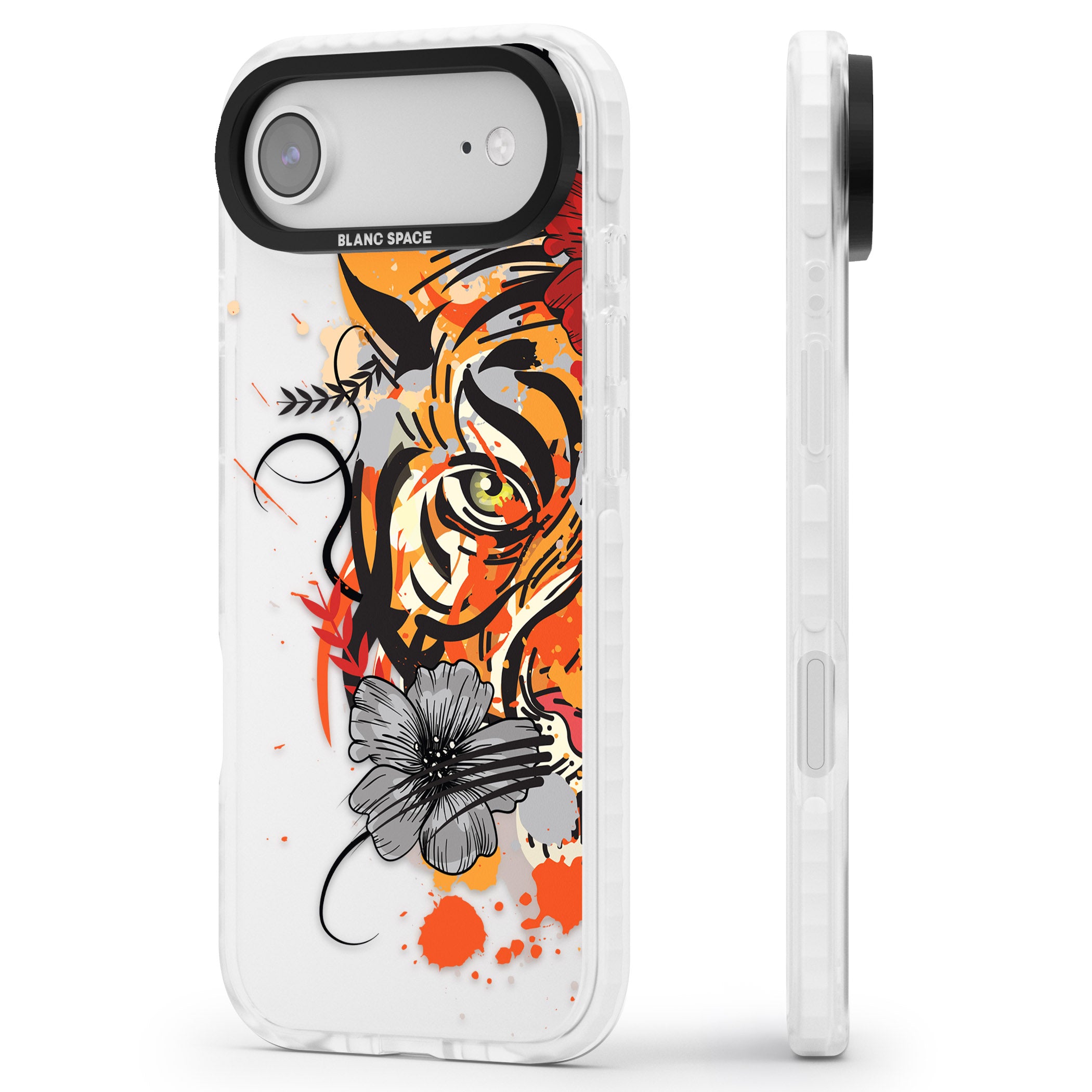 Sugar Skull Tiger iPhone 17 Air Impact Clear Phone Case Side Profile