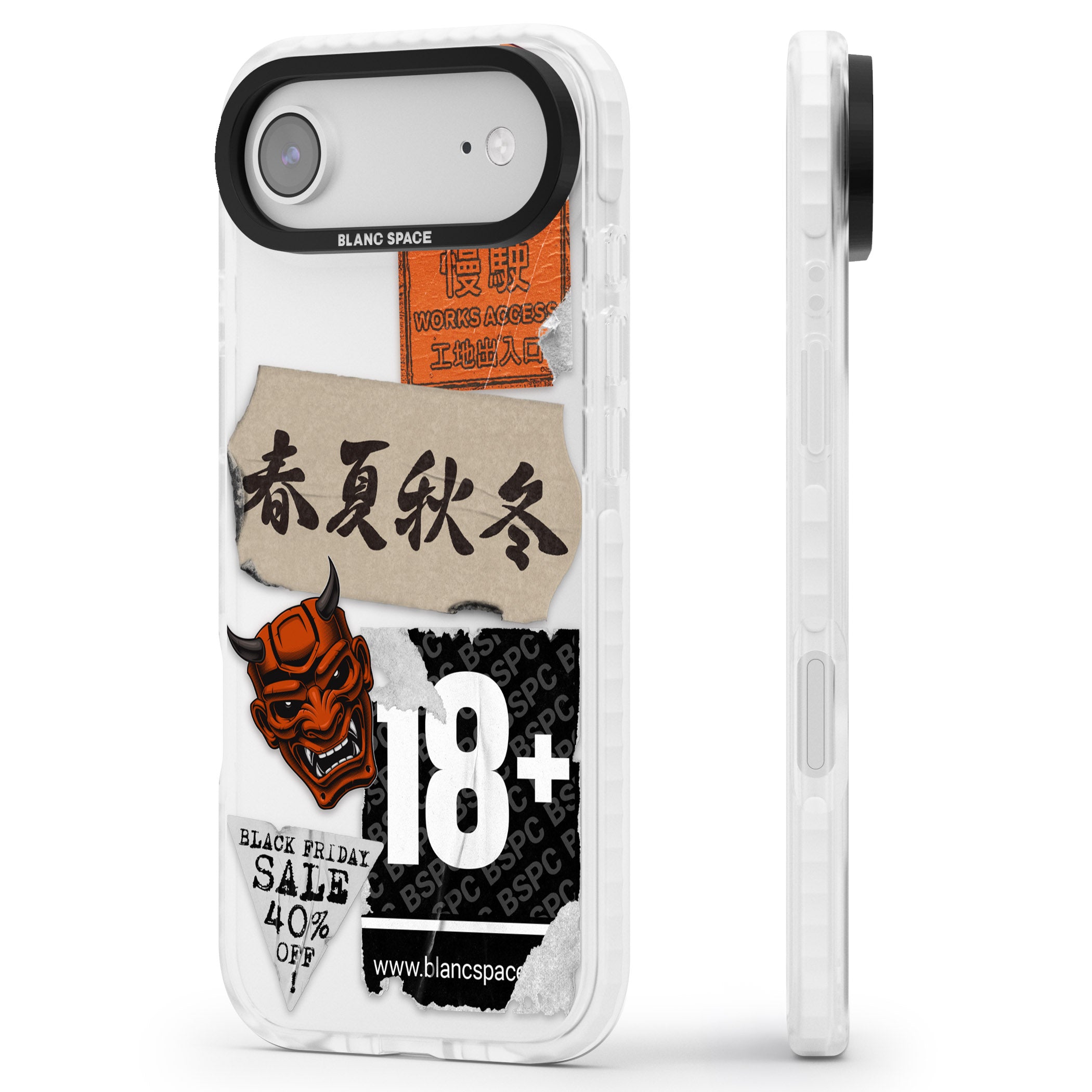 Asian Sticker Mix iPhone 17 Air Impact Clear Phone Case Side Profile