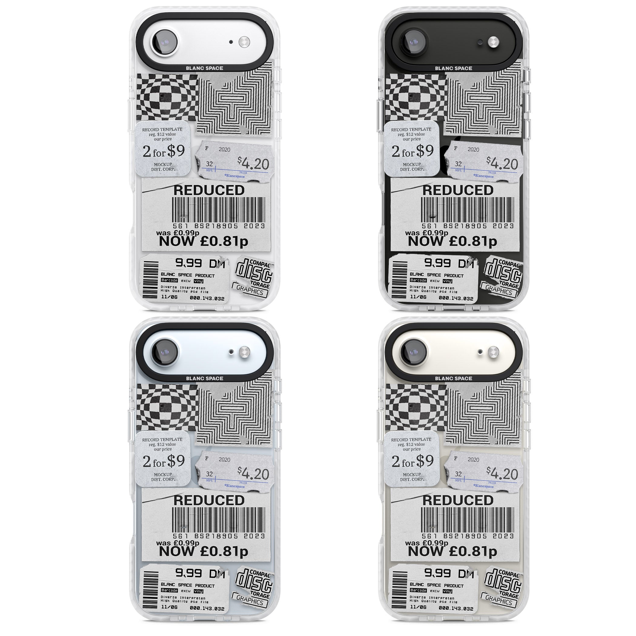 White Sticker Mix iPhone 17 Air Impact Clear Phone Case APT Impact Protection