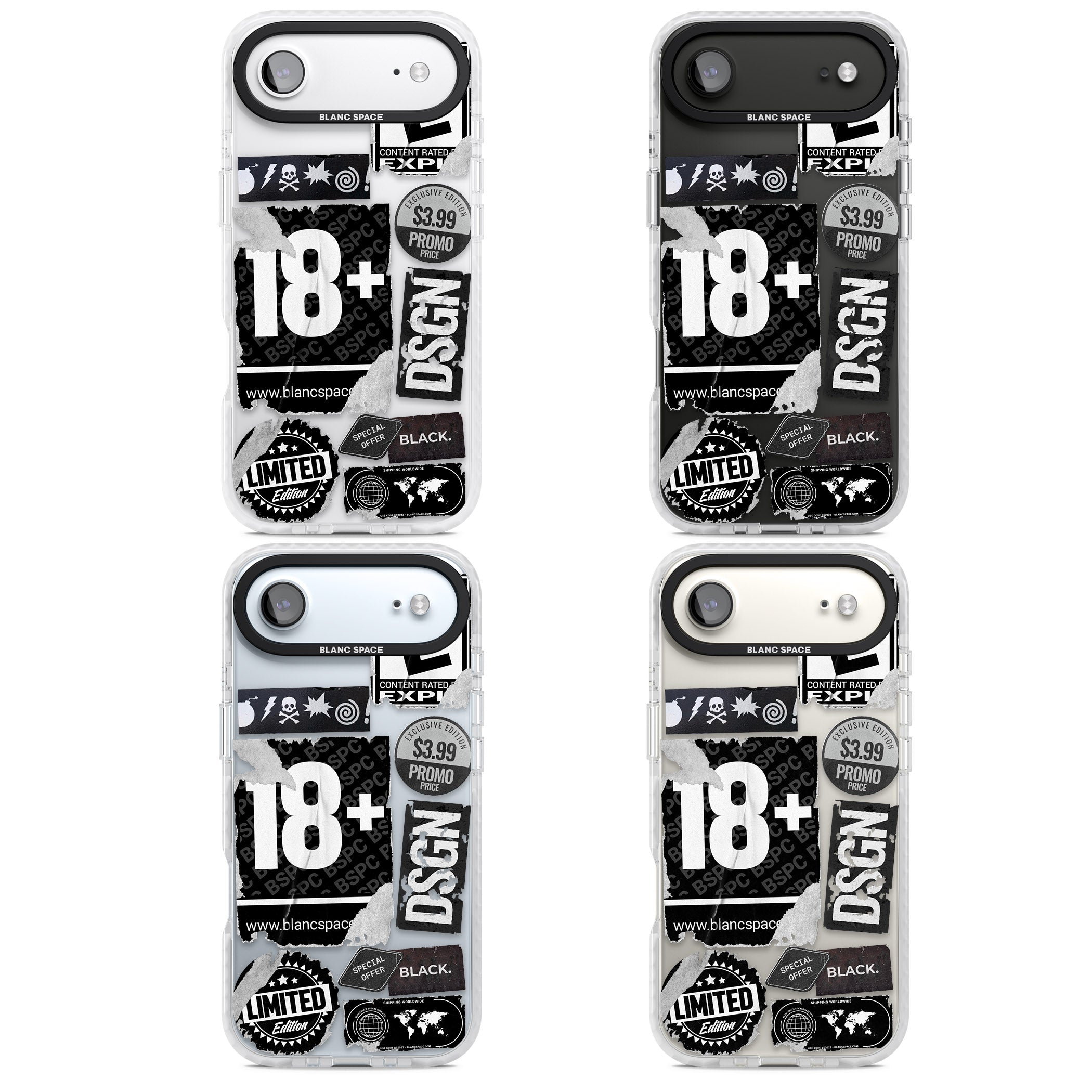 Black Sticker Mix iPhone 17 Air Impact Clear Phone Case APT Impact Protection