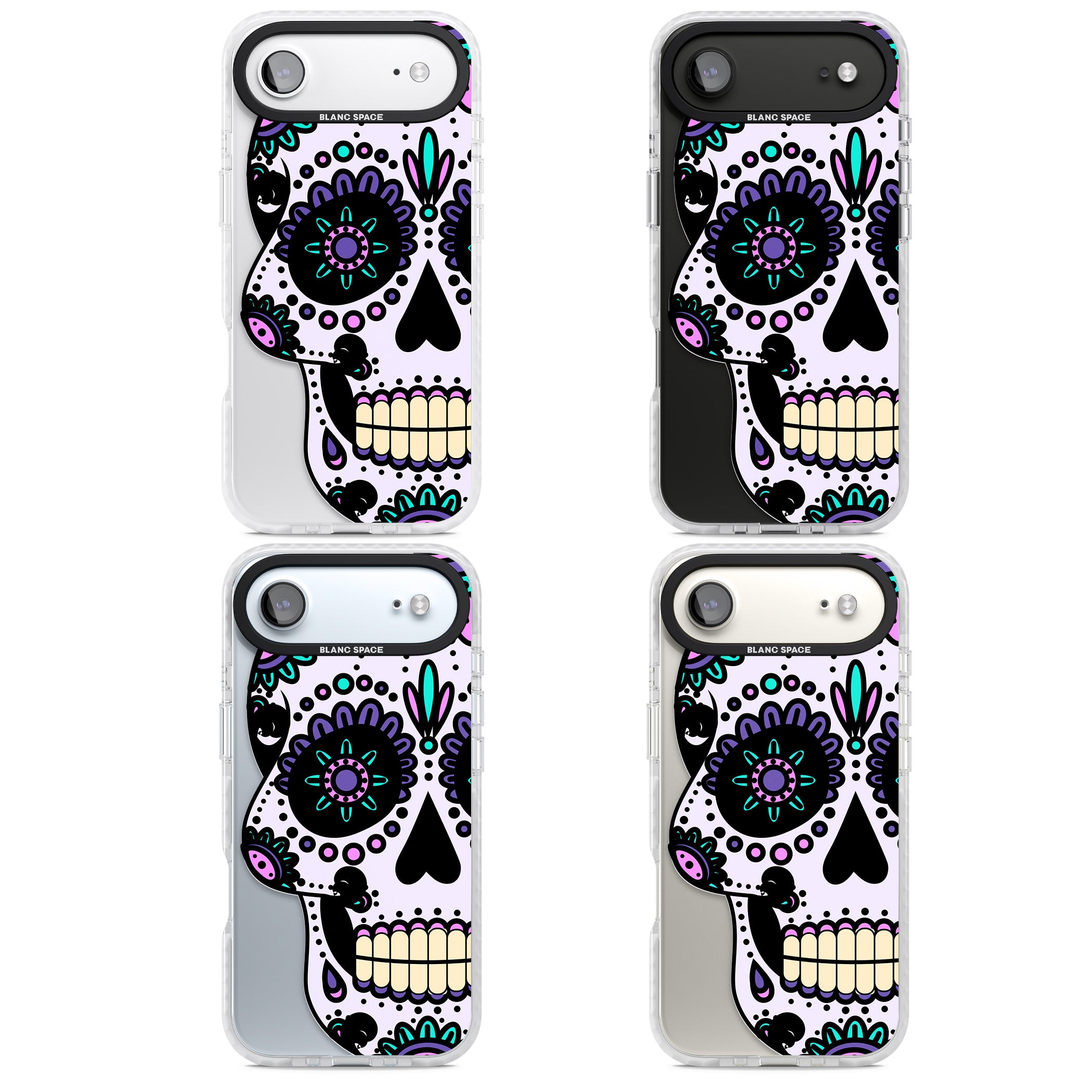 Violet Sugar Skull iPhone 17 Air Impact Clear Phone Case APT Impact Protection
