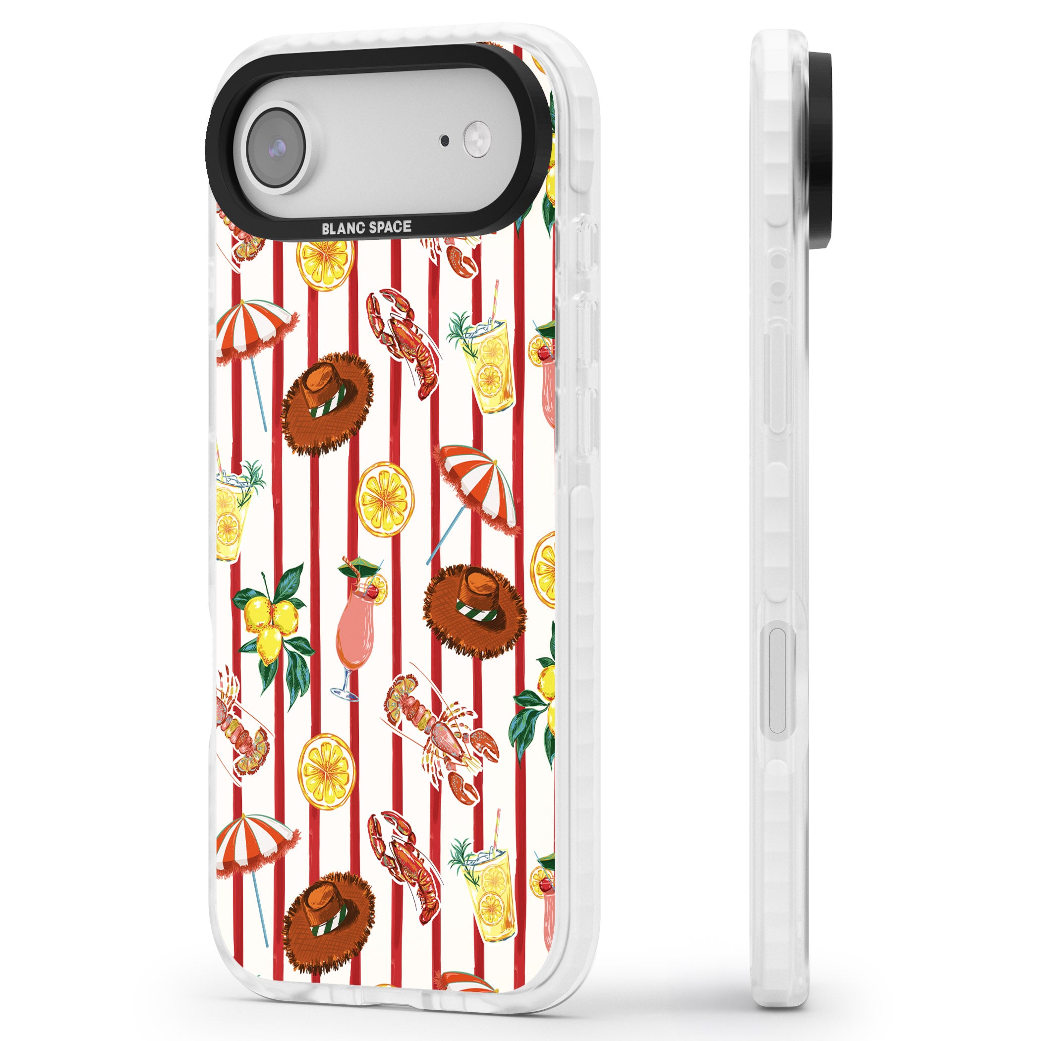 Italian Beach Pattern iPhone 17 Air Impact Clear Phone Case Side Profile